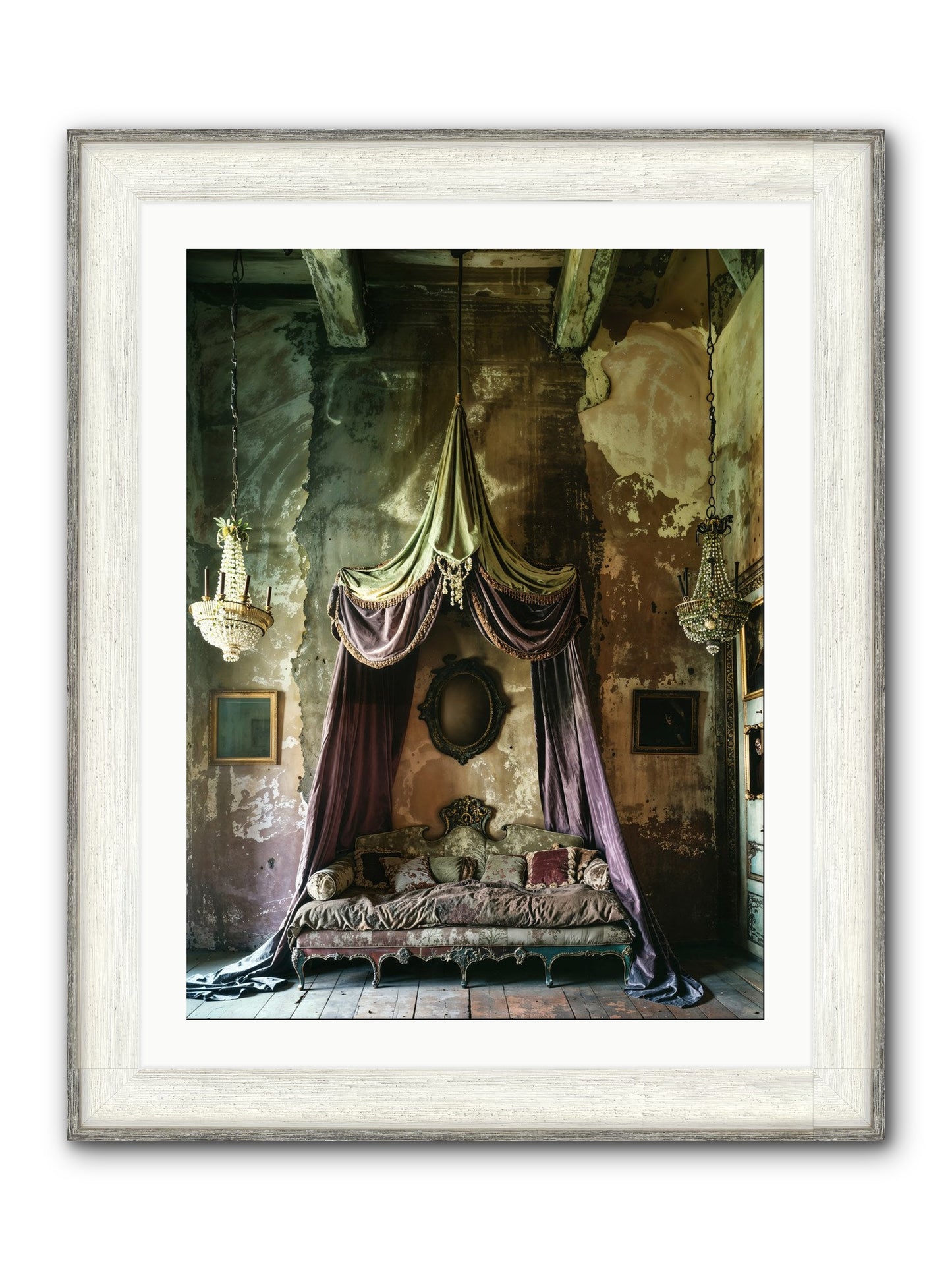 Memoirs Of A Gilded Slumber Framed Print - Driftwood White 24x32