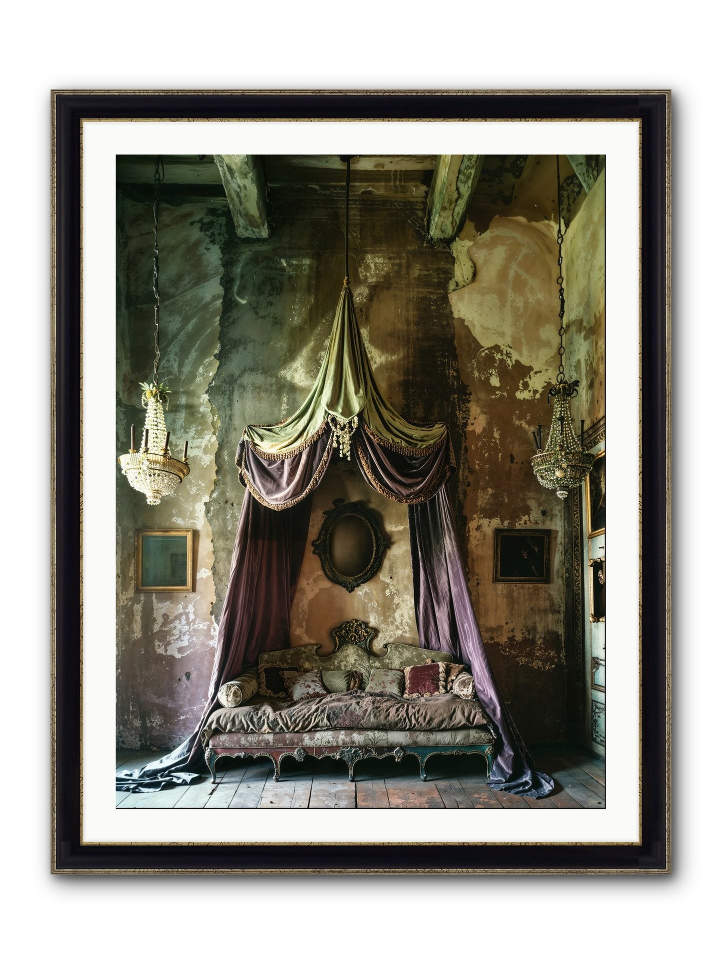 Memoirs Of A Gilded Slumber Framed Print - Black & Gold 30x40