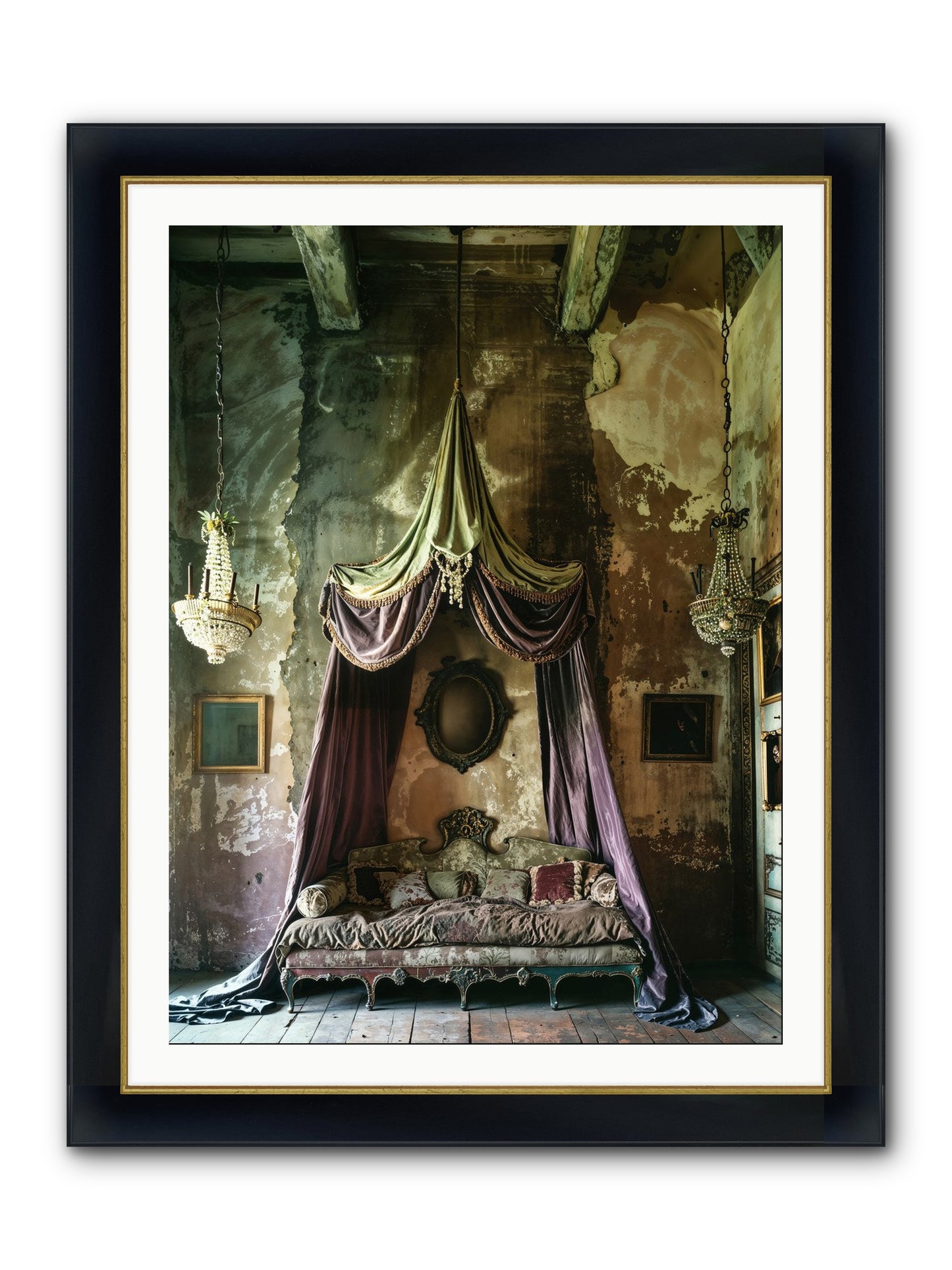 Memoirs Of A Gilded Slumber Framed Print - Wide Black w/Gold 30x40