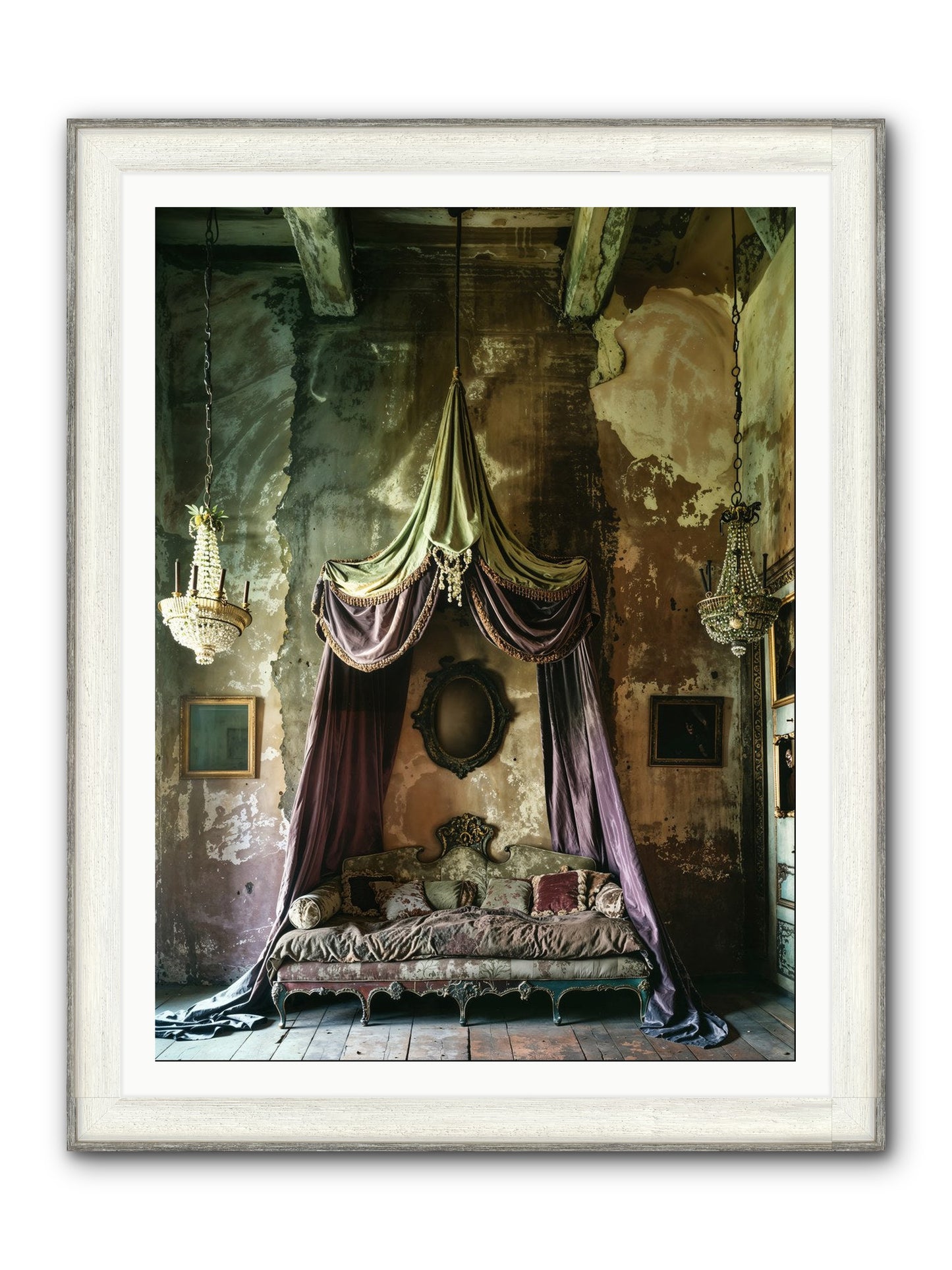 Memoirs Of A Gilded Slumber Framed Print - Driftwood White 36x48