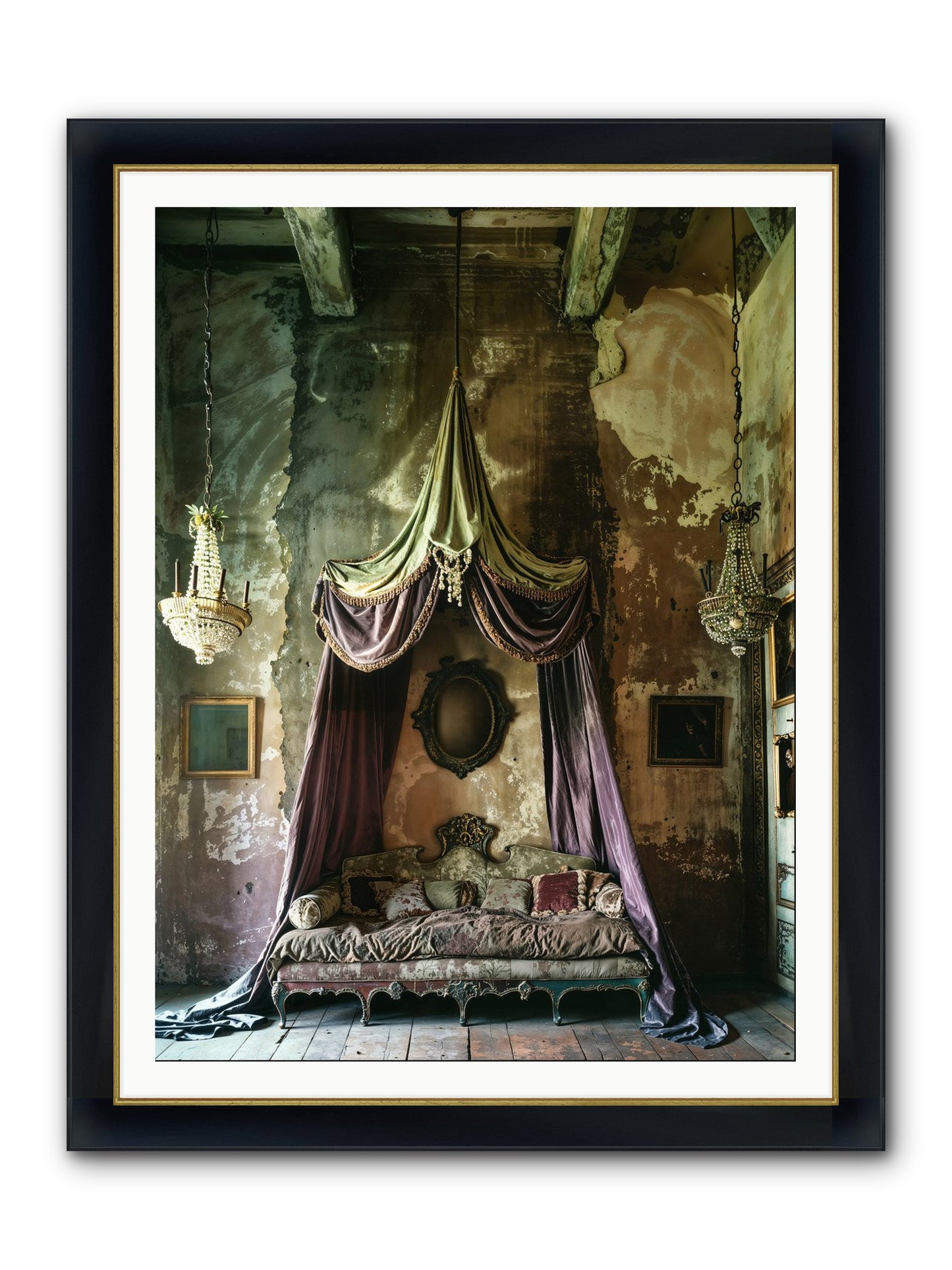 Memoirs Of A Gilded Slumber Framed Print - Wide Black w/Gold 36x48