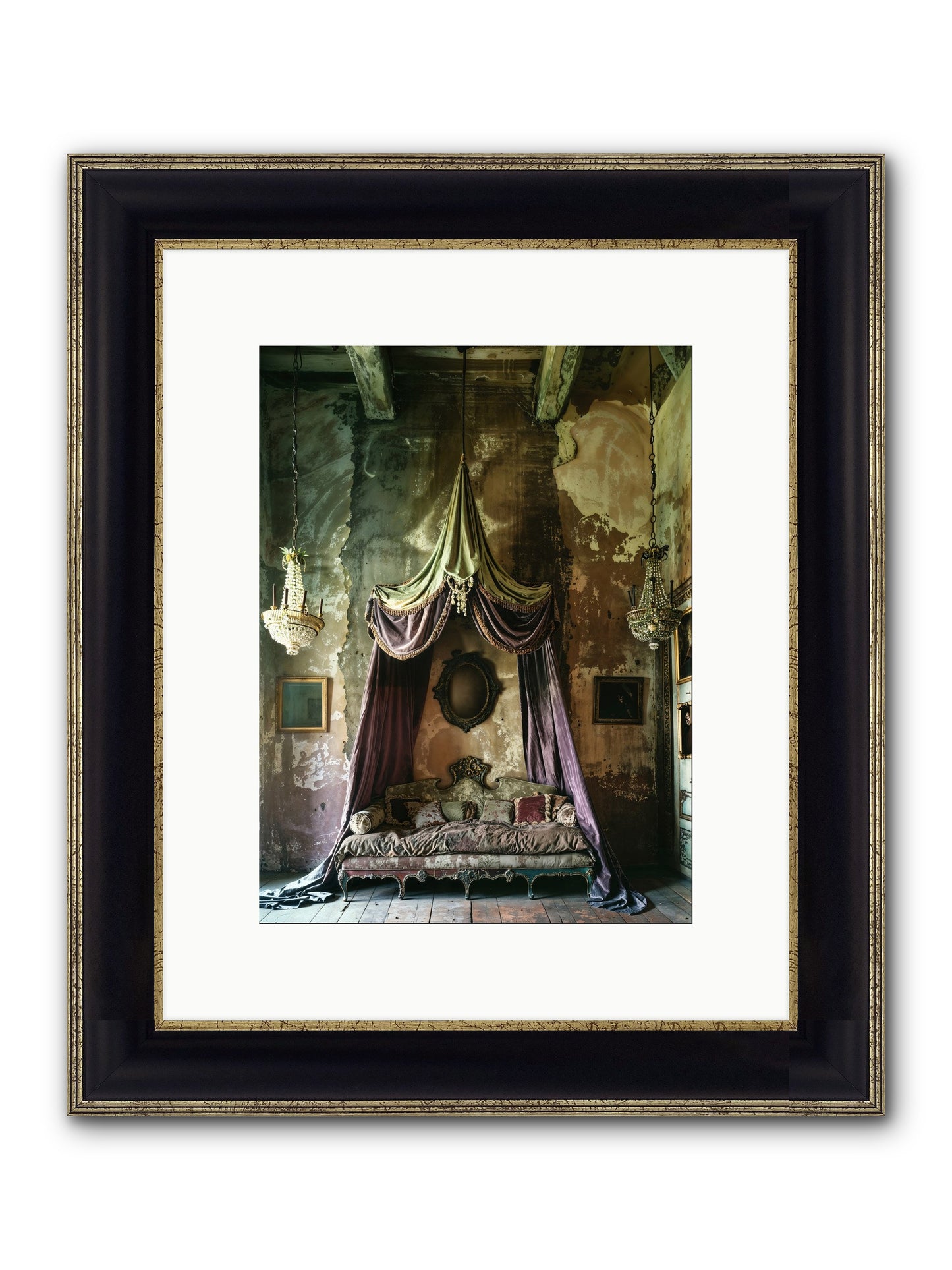 Memoirs Of A Gilded Slumber Framed Print - Black & Gold 9x12