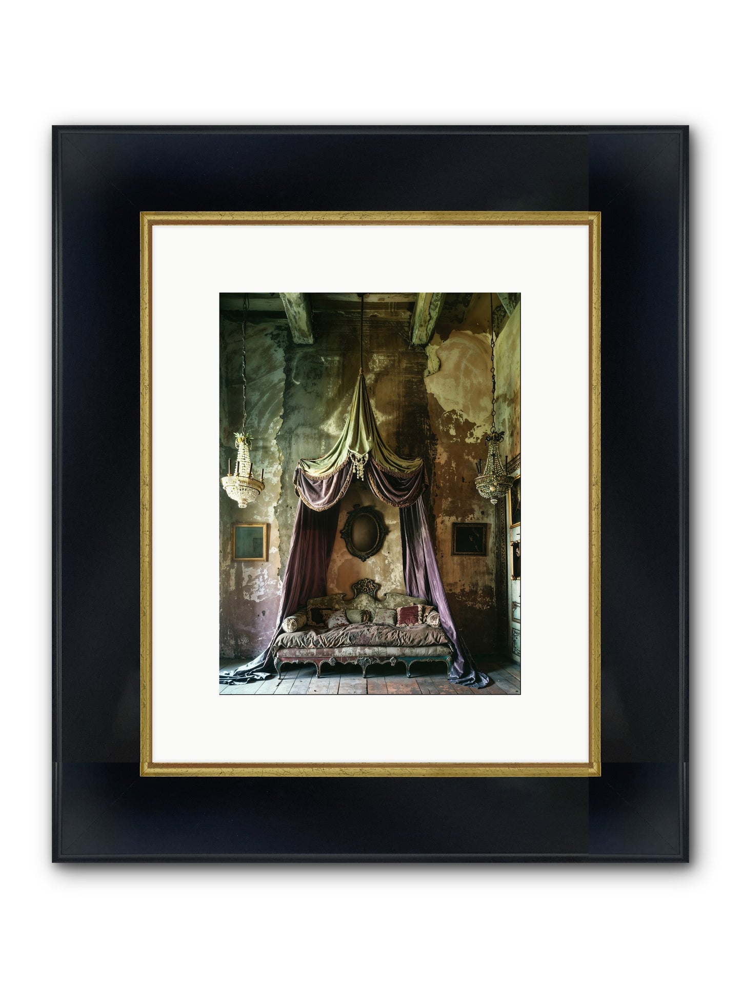 Memoirs Of A Gilded Slumber Framed Print - Wide Black w/Gold 9x12