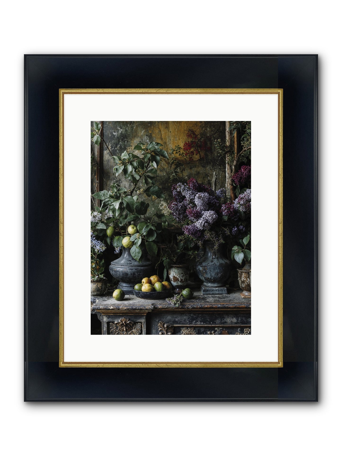 Memory Blooming Framed Print - Wide Black w/Gold 12x16