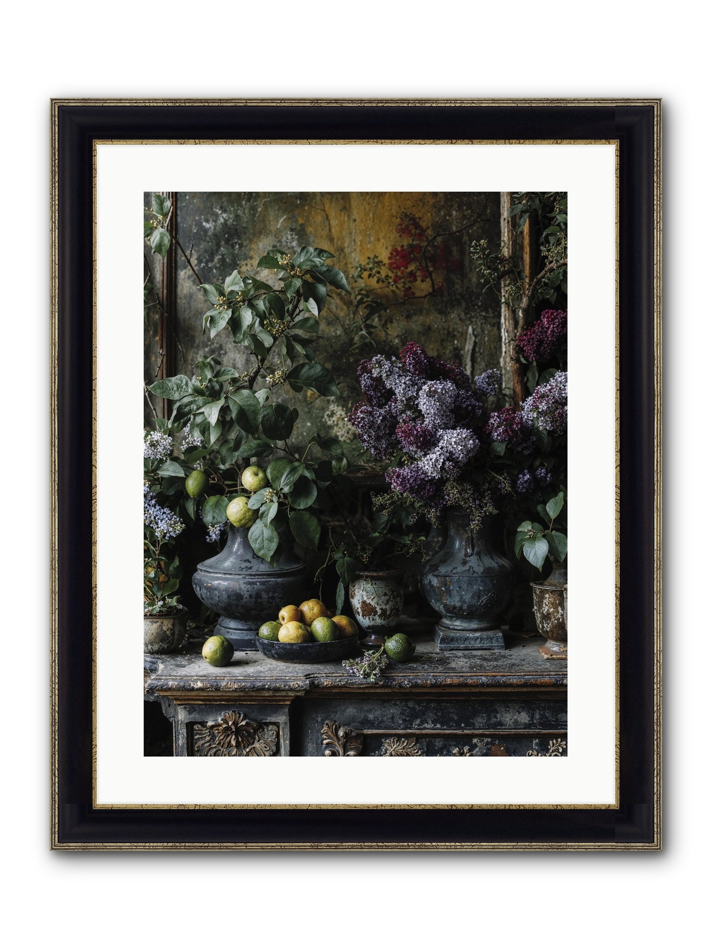 Memory Blooming Framed Print - Black & Gold 18x24