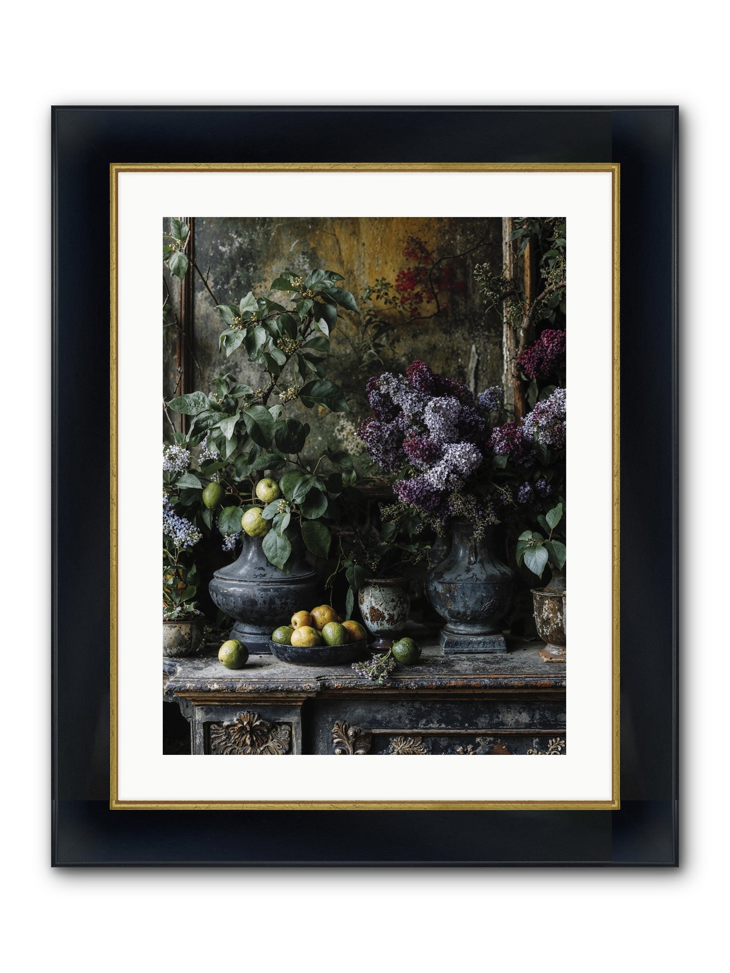Memory Blooming Framed Print - Wide Black w/Gold 18x24
