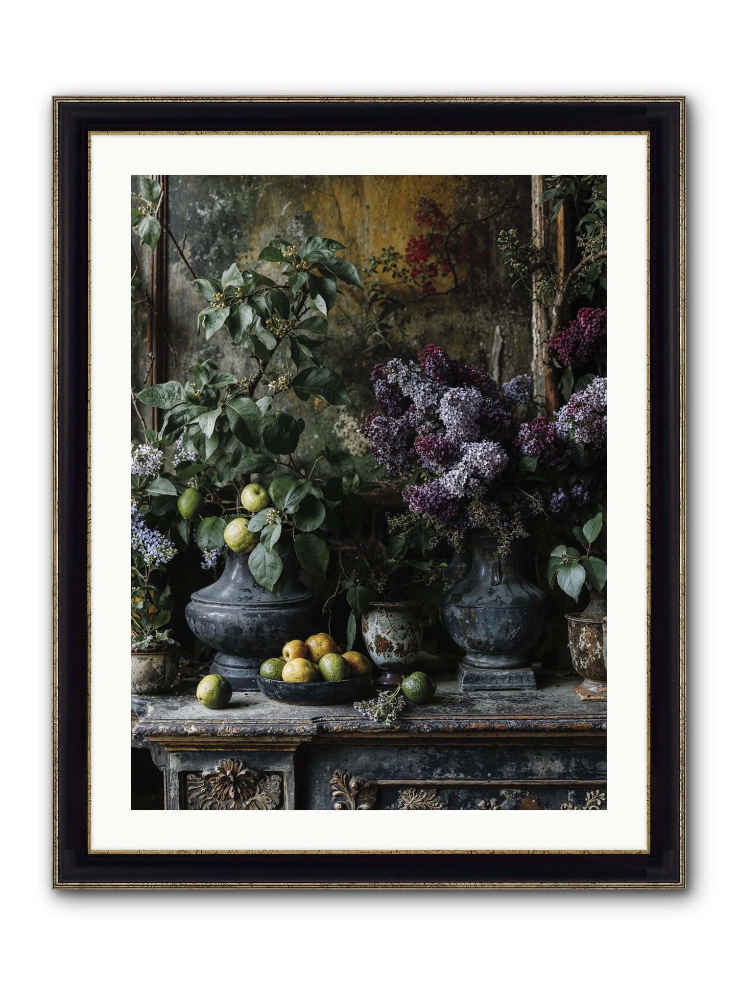 Memory Blooming Framed Print - Black & Gold 24x32