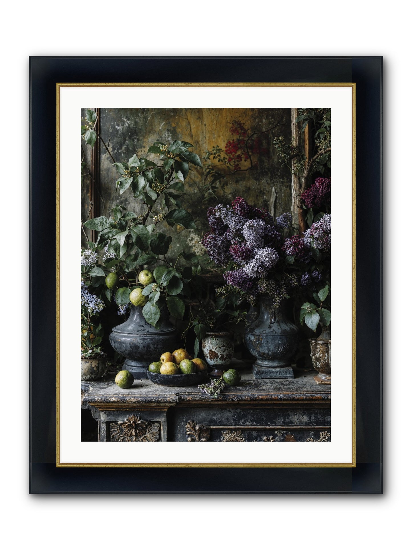 Memory Blooming Framed Print - Wide Black w/Gold 24x32