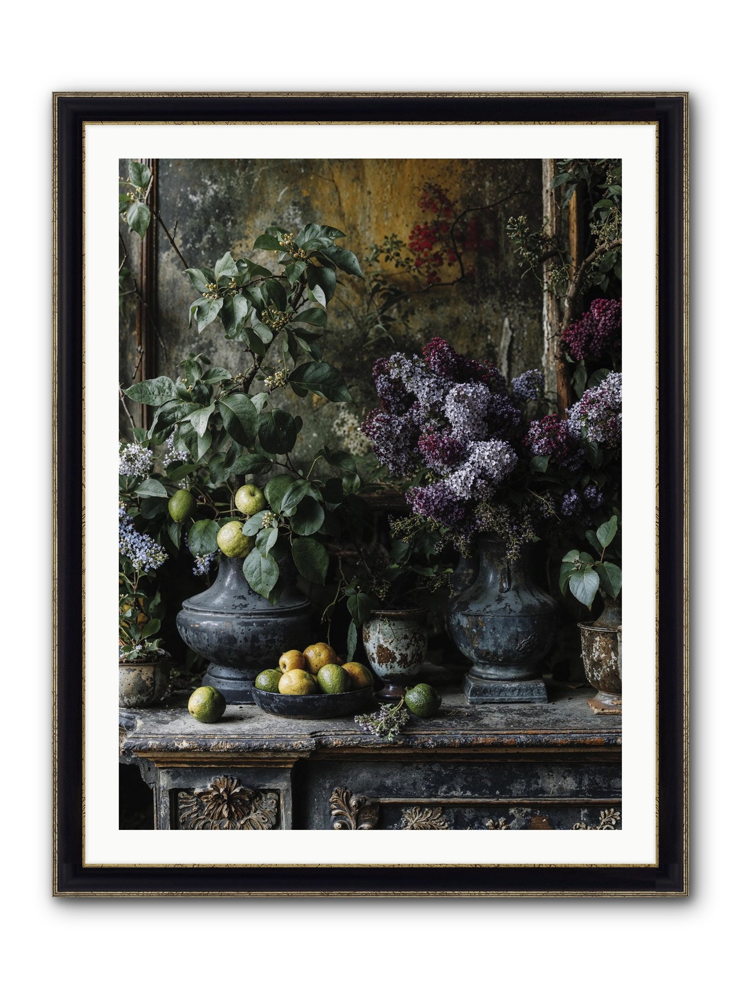 Memory Blooming Framed Print - Black & Gold 30x40