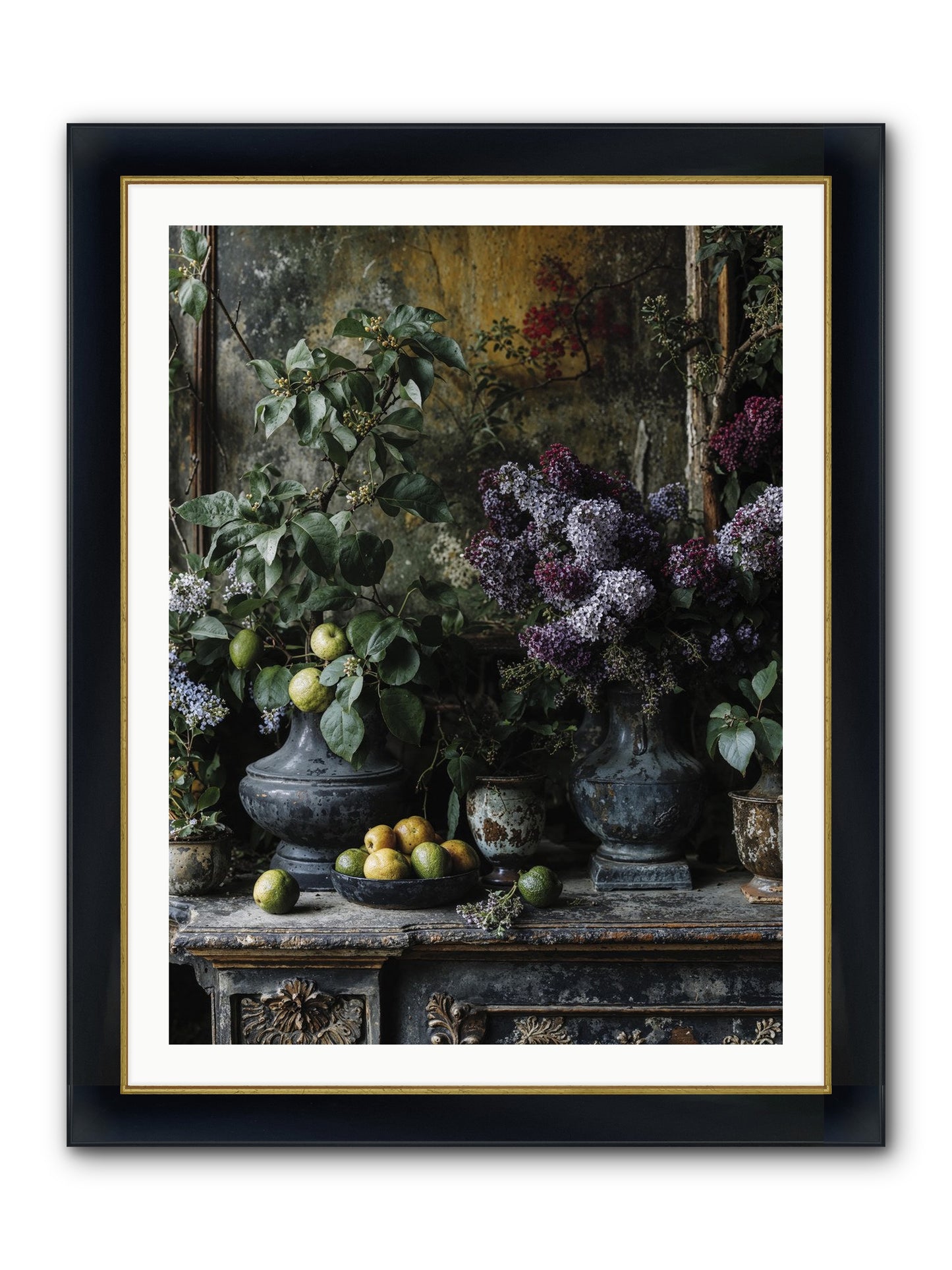 Memory Blooming Framed Print - Wide Black w/Gold 30x40