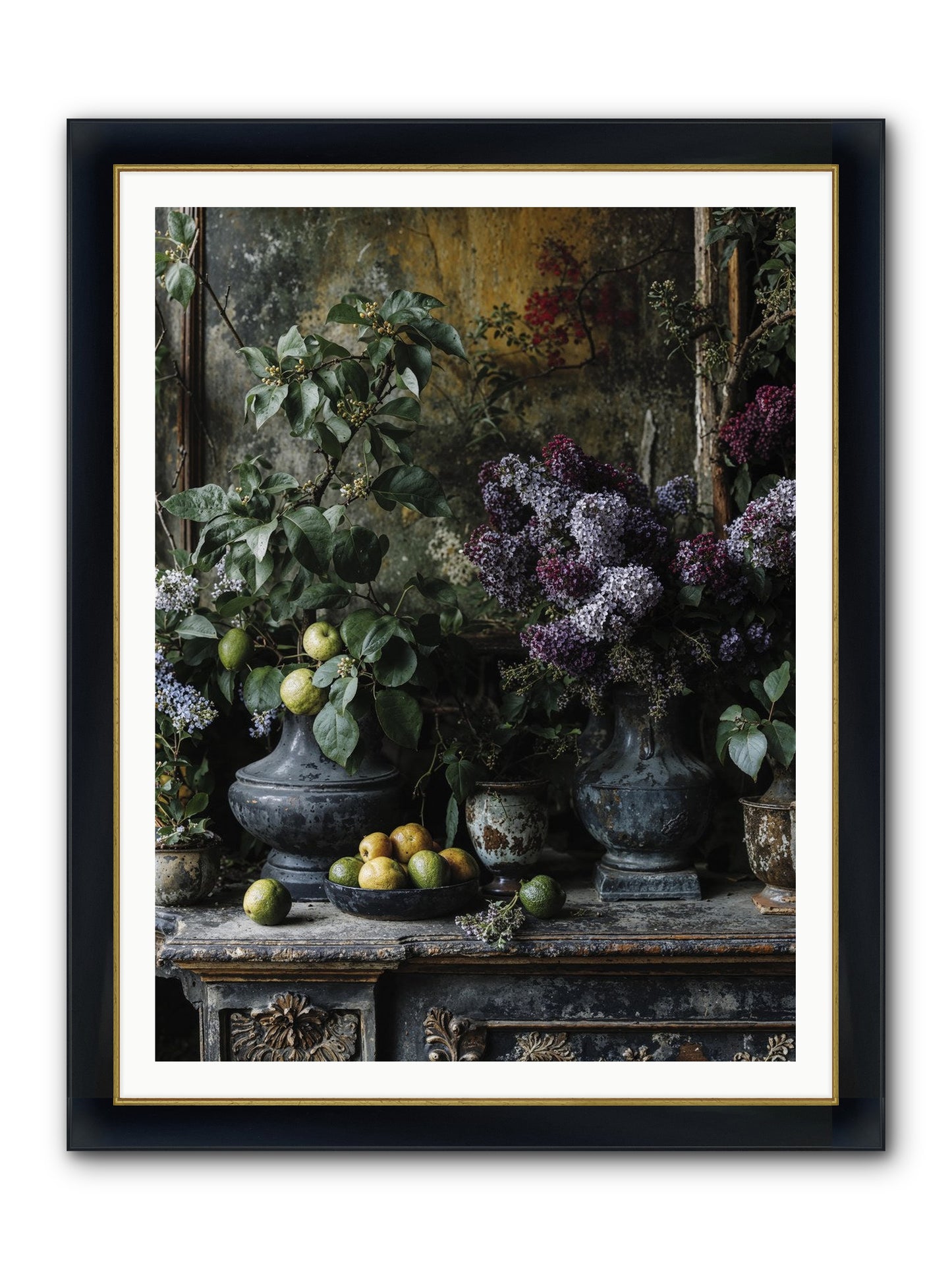 Memory Blooming Framed Print - Wide Black w/Gold 36x48