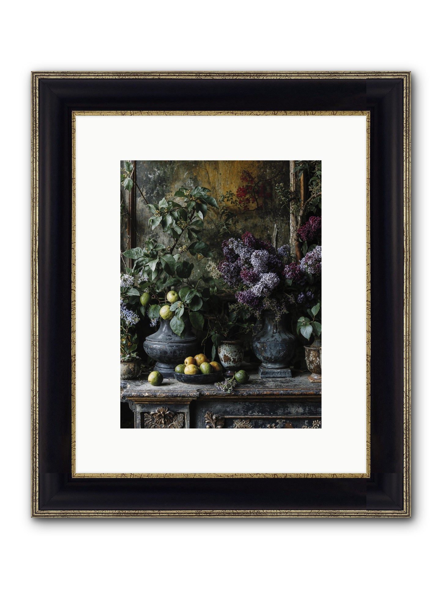 Memory Blooming Framed Print - Black & Gold 9x12