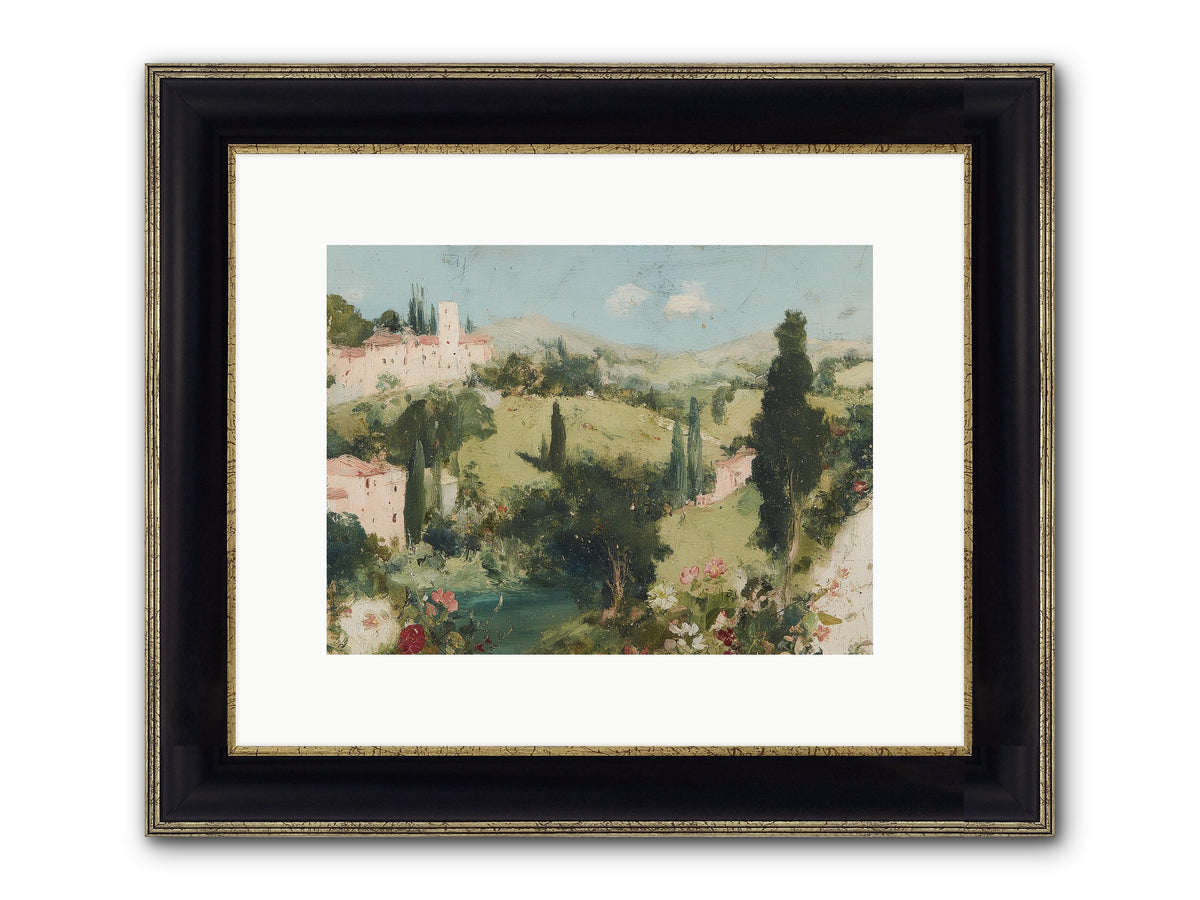 Memory Of Provence Framed Print - Black & Gold 12x9