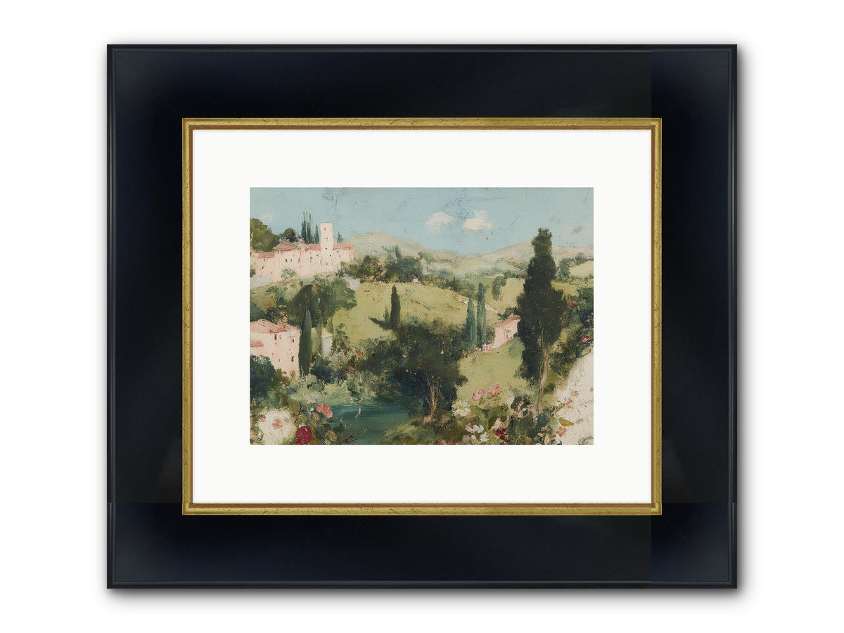Memory Of Provence Framed Print - Wide Black w/Gold 12x9
