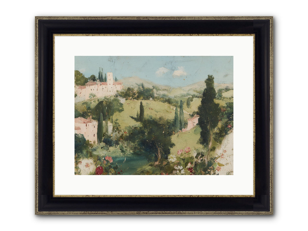 Memory Of Provence Framed Print - Black & Gold 16x12