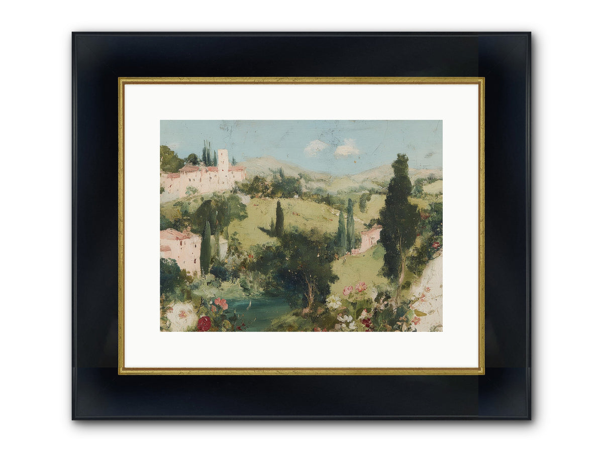 Memory Of Provence Framed Print - Wide Black w/Gold 16x12