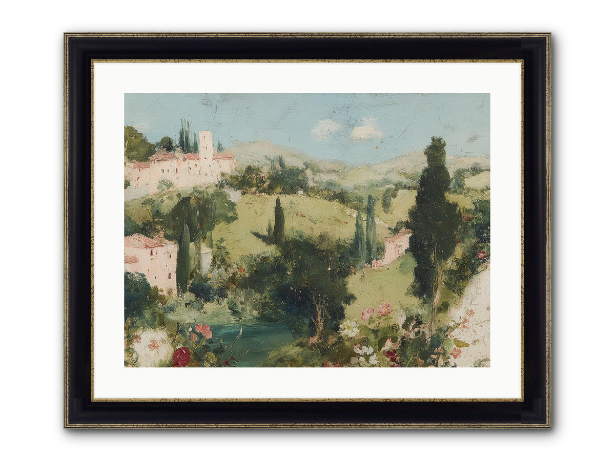 Memory Of Provence Framed Print - Black & Gold 24x18