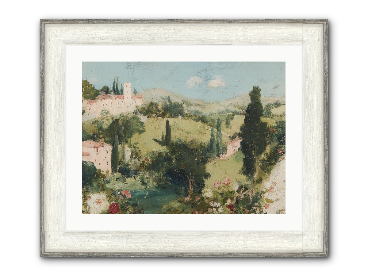 Memory Of Provence Framed Print - Driftwood White 24x18