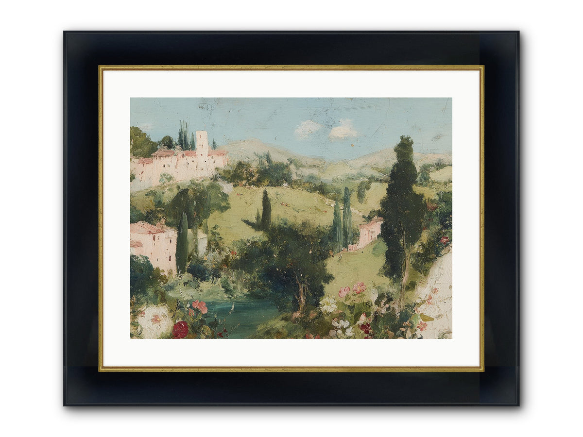 Memory Of Provence Framed Print - Wide Black w/Gold 24x18
