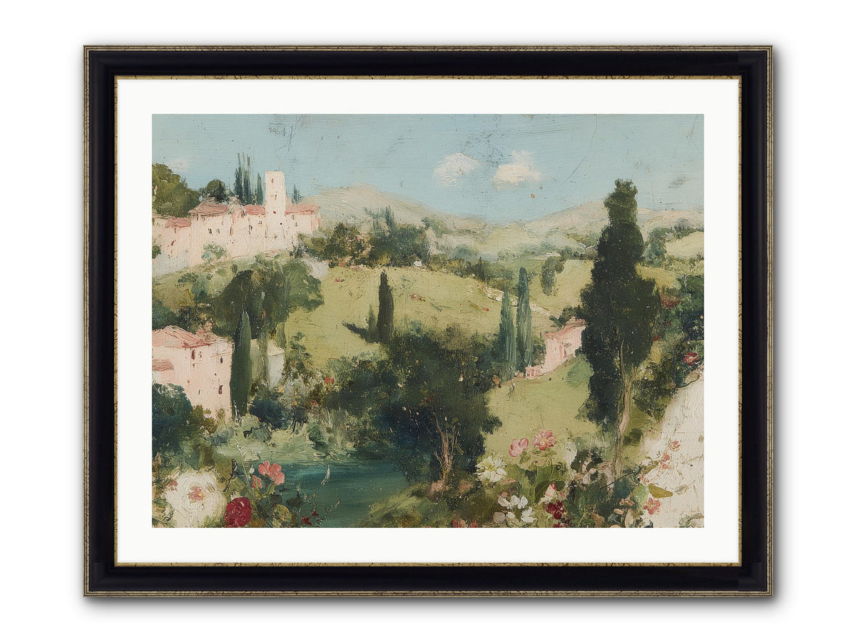 Memory Of Provence Framed Print - Black & Gold 32x24