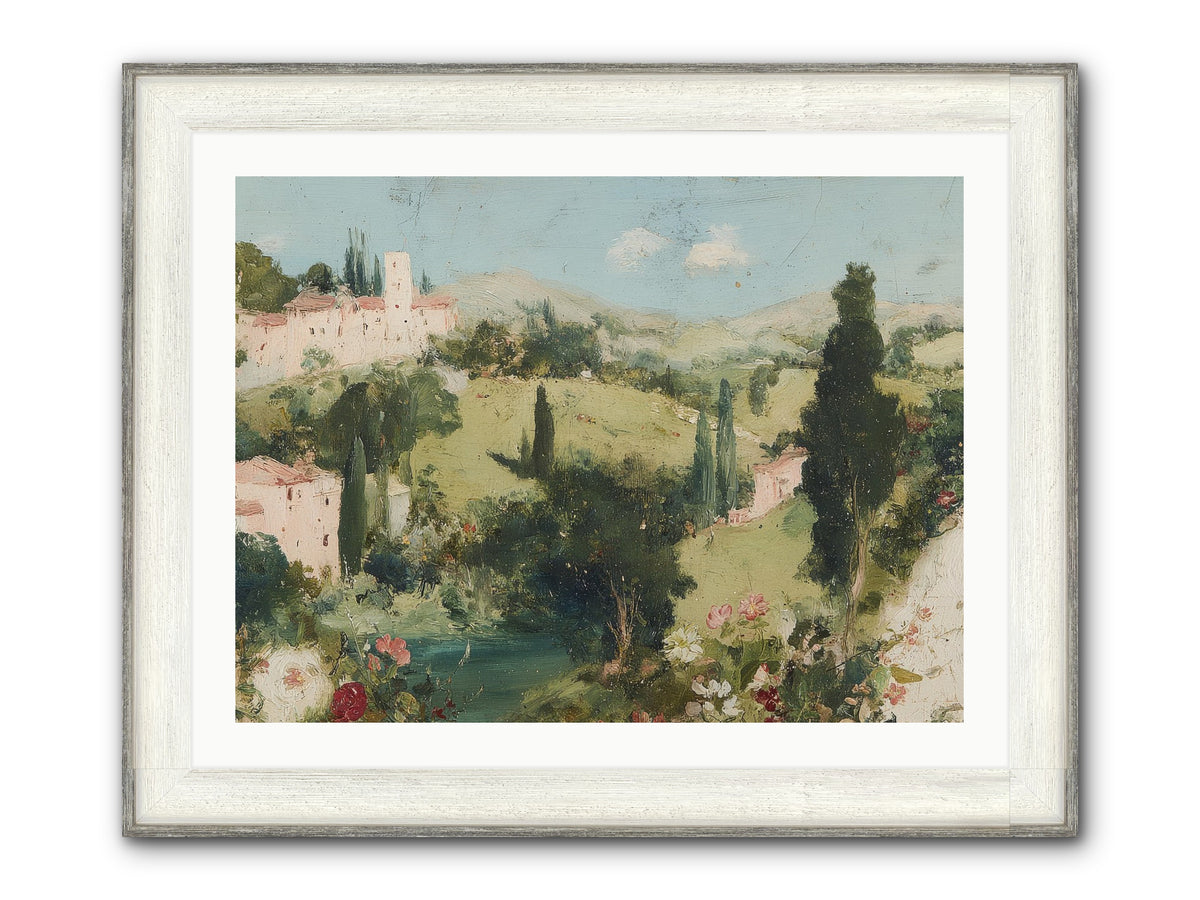 Memory Of Provence Framed Print - Driftwood White 32x24