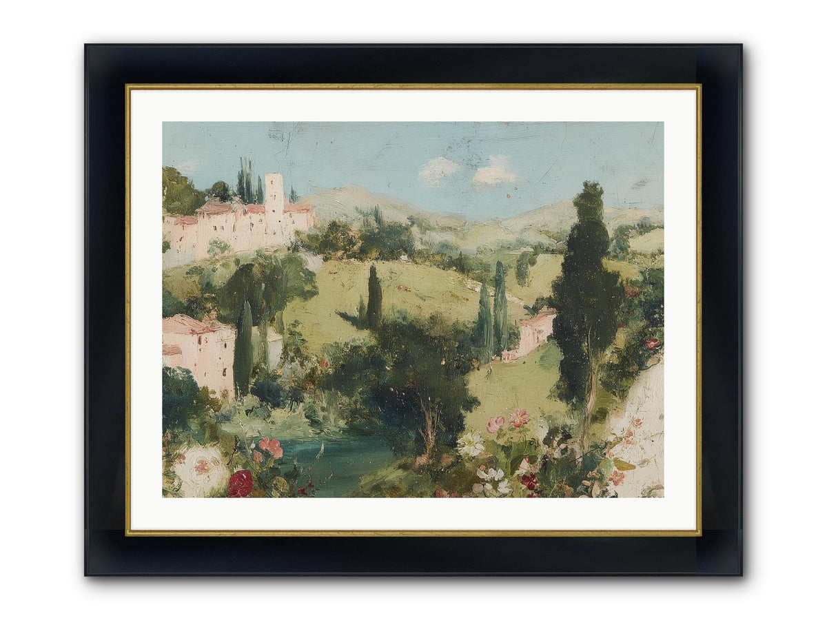 Memory Of Provence Framed Print - Wide Black w/Gold 32x24