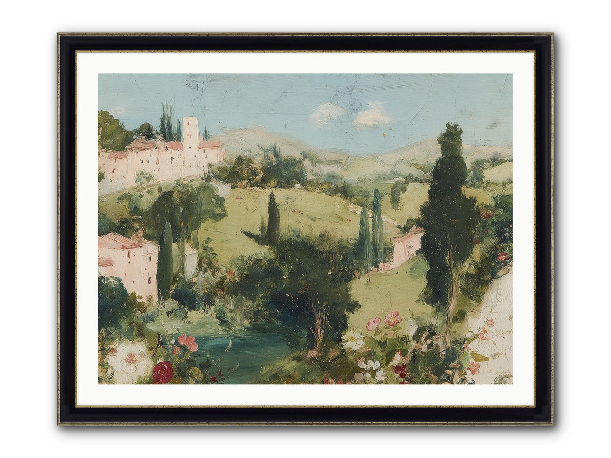 Memory Of Provence Framed Print - Black & Gold 40x30