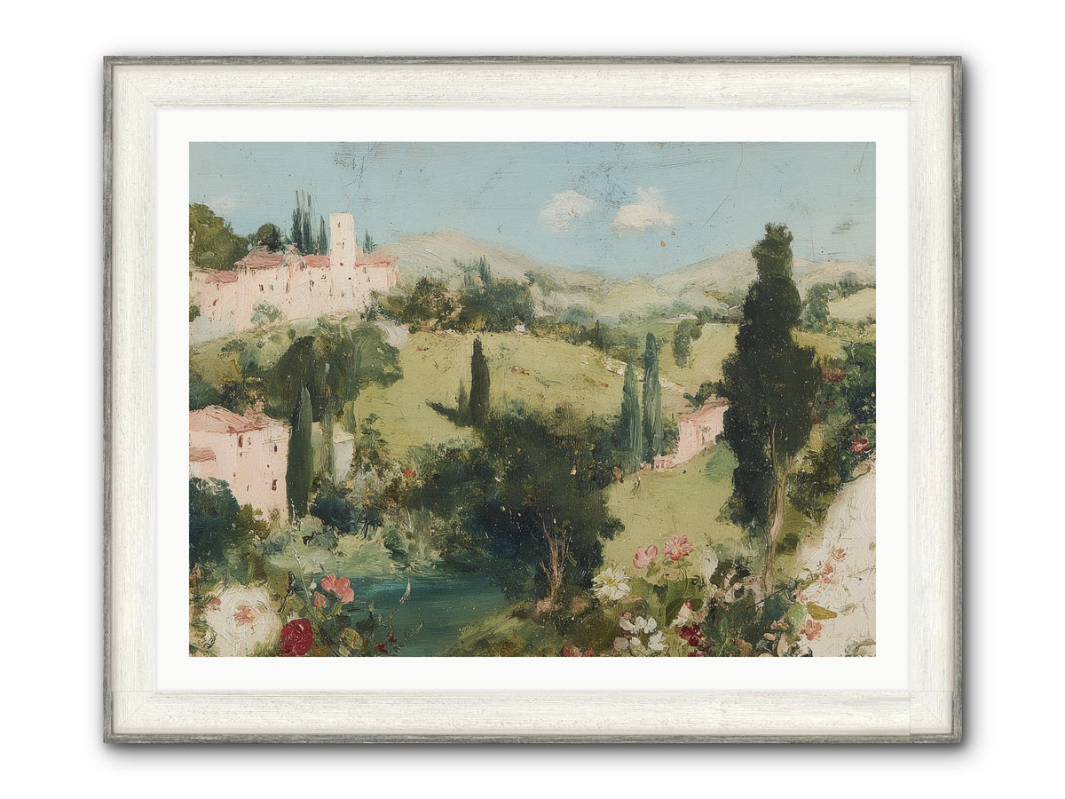 Memory Of Provence Framed Print - Driftwood White 40x30