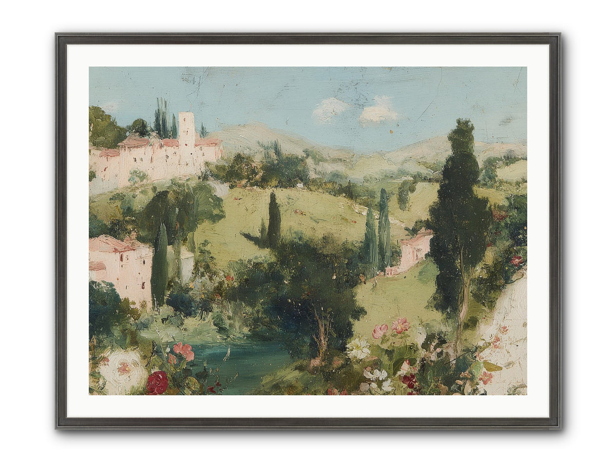 Memory Of Provence Framed Print - Slimwoods Black/Silver 40x30