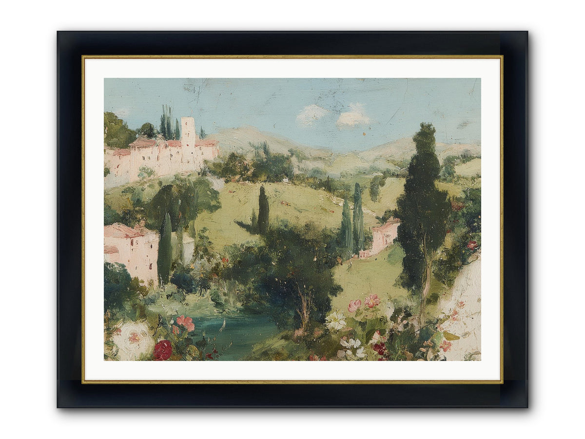 Memory Of Provence Framed Print - Wide Black w/Gold 40x30