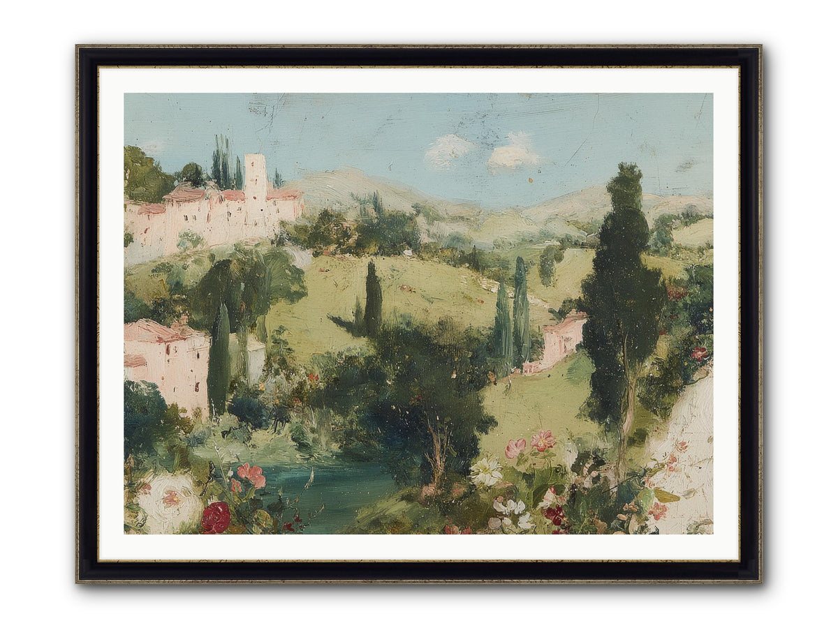 Memory Of Provence Framed Print - Black & Gold 48x36