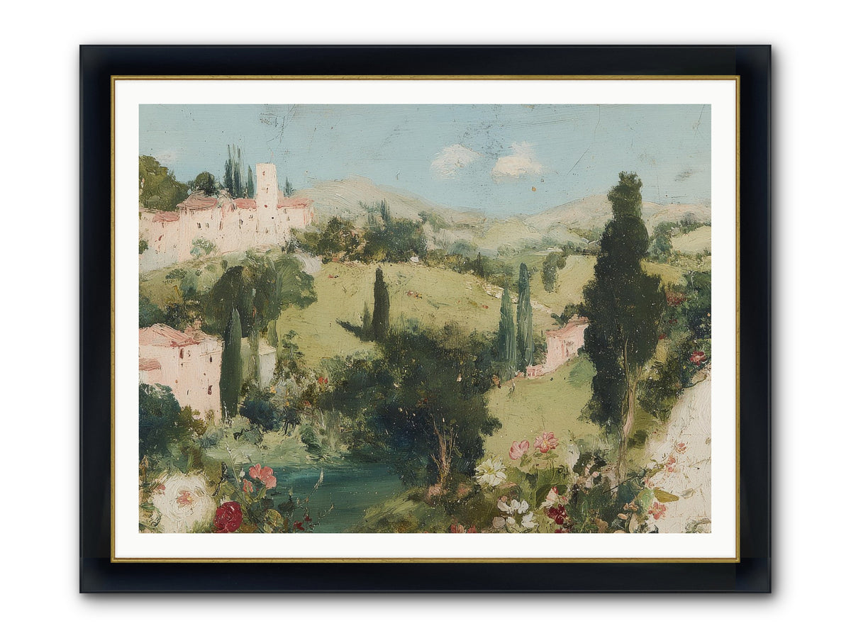 Memory Of Provence Framed Print - Wide Black w/Gold 48x36