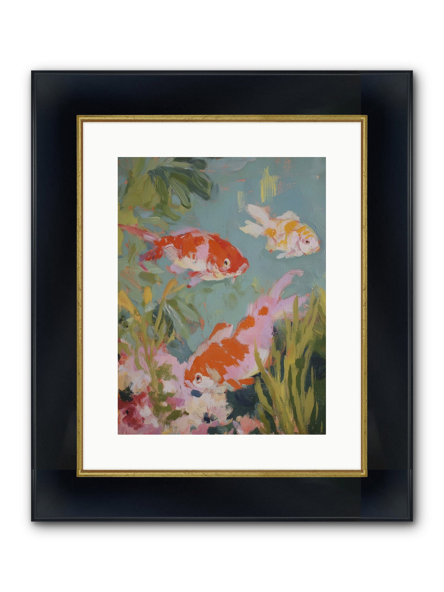 Memory's Seascape Framed Print - Wide Black w/Gold 12x16