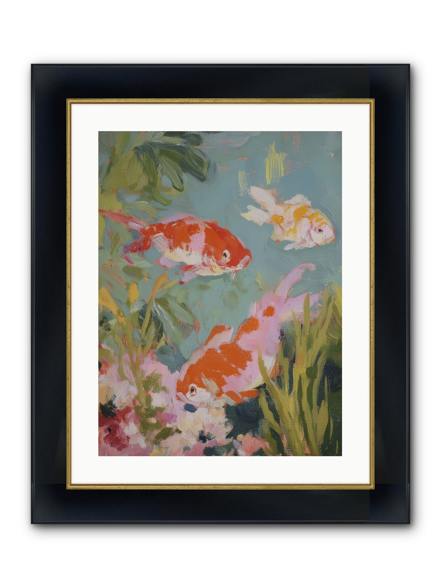 Memory's Seascape Framed Print - Wide Black w/Gold 18x24