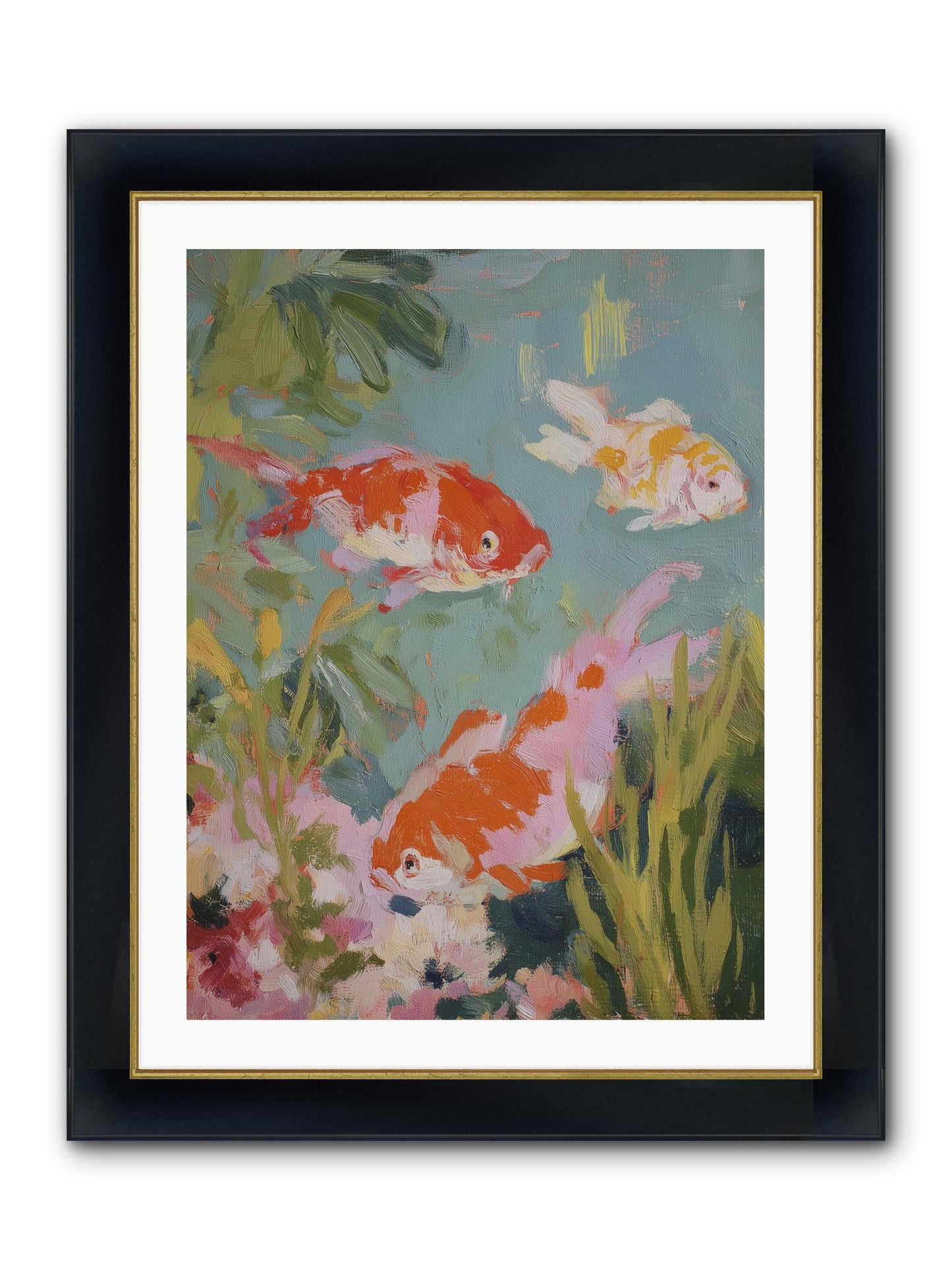 Memory's Seascape Framed Print - Wide Black w/Gold 24x32