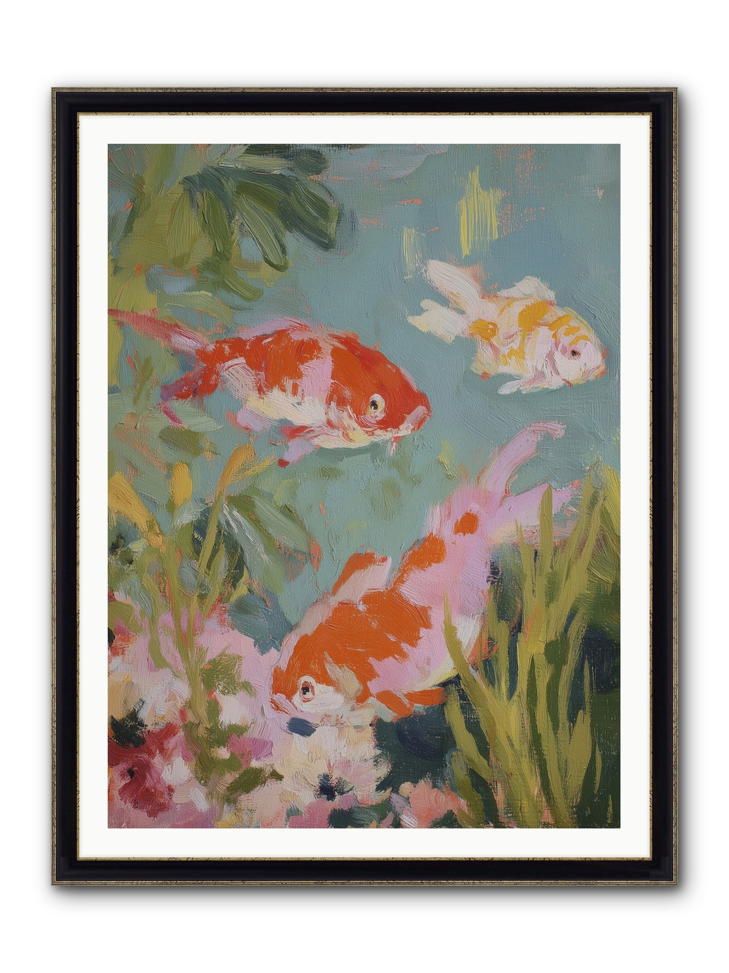 Memory's Seascape Framed Print - Black & Gold 36x48