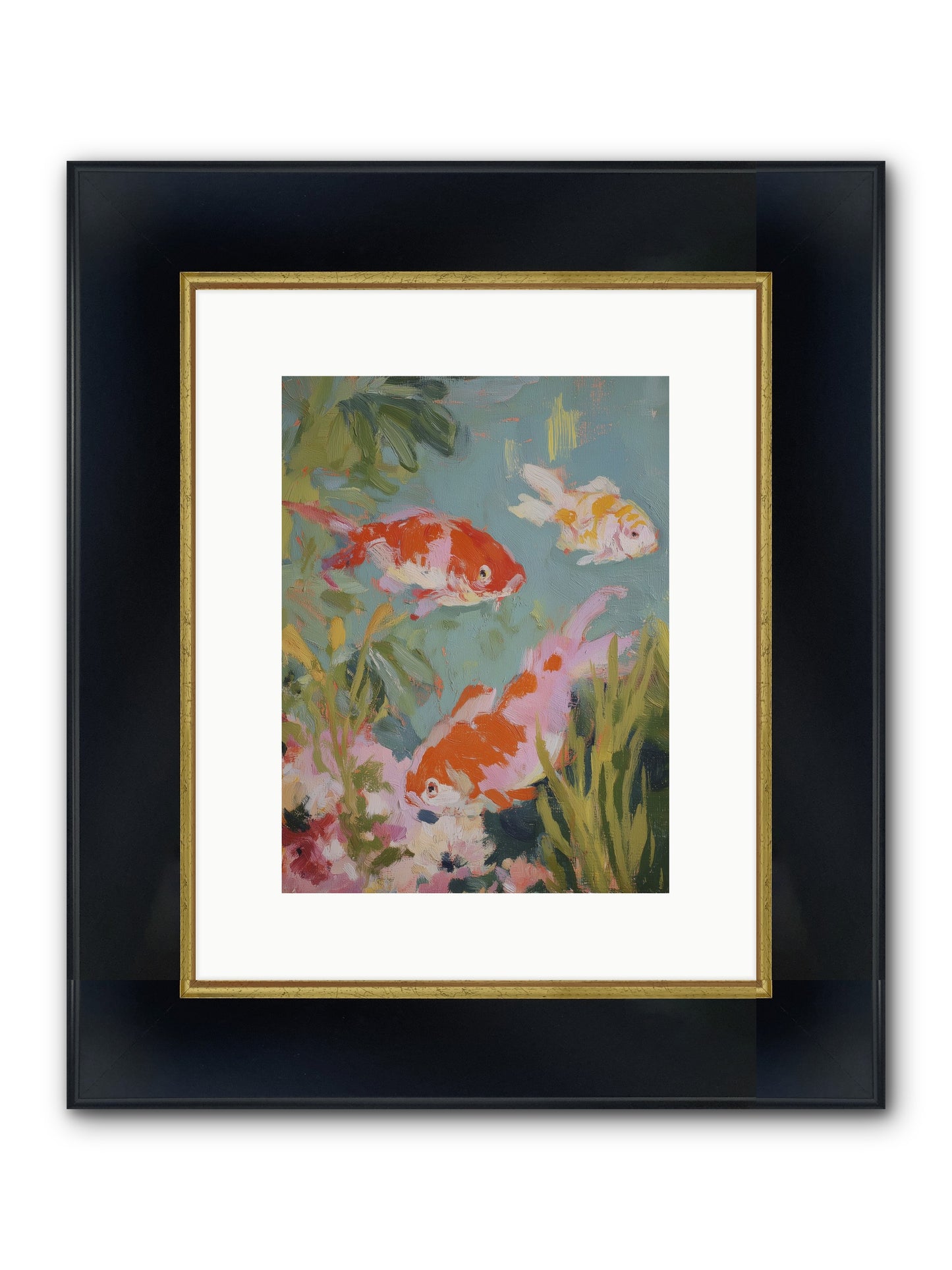 Memory's Seascape Framed Print - Wide Black w/Gold 9x12