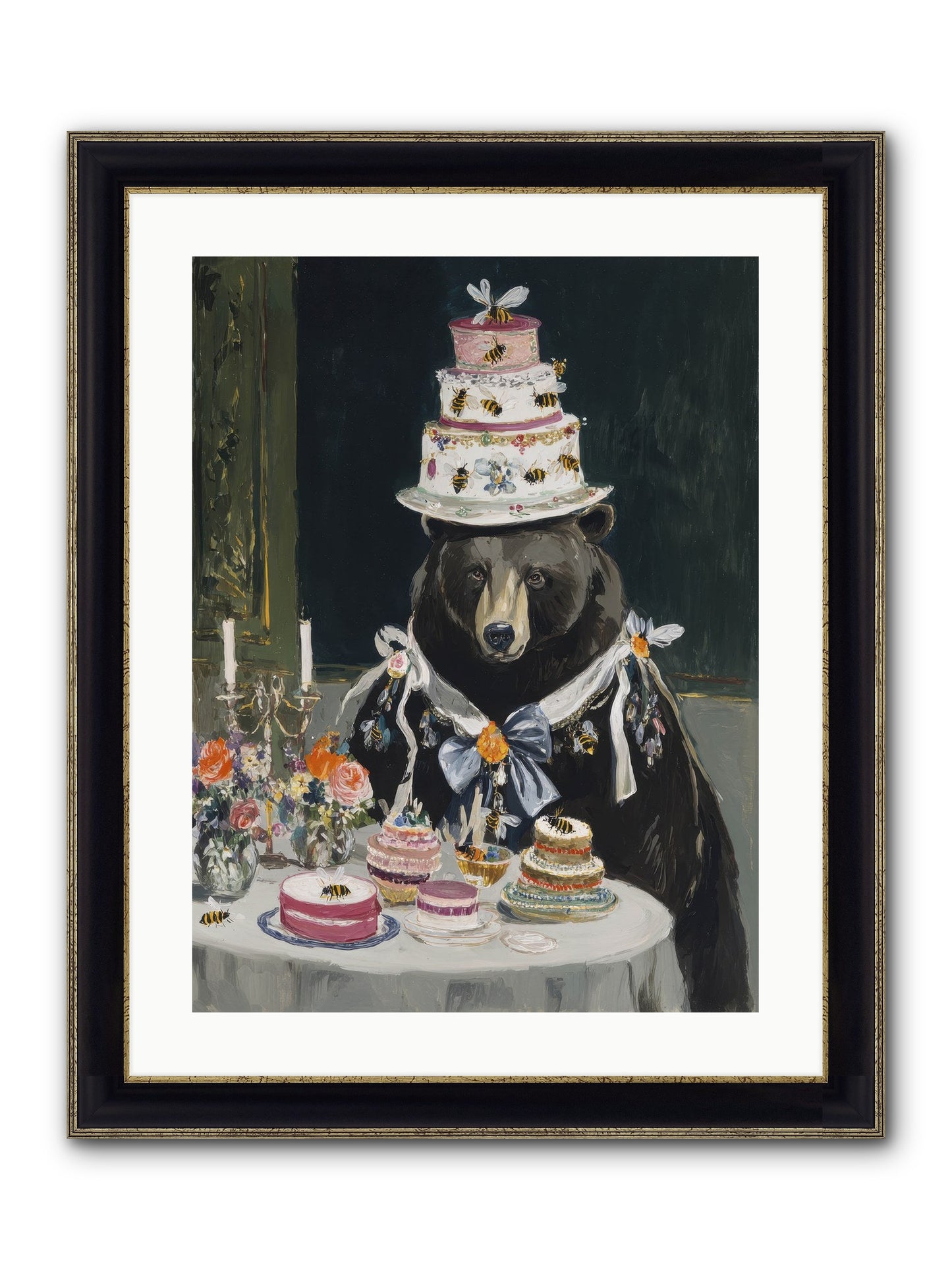 Meringue Wishes No.2 Framed Print - Black & Gold 18x24