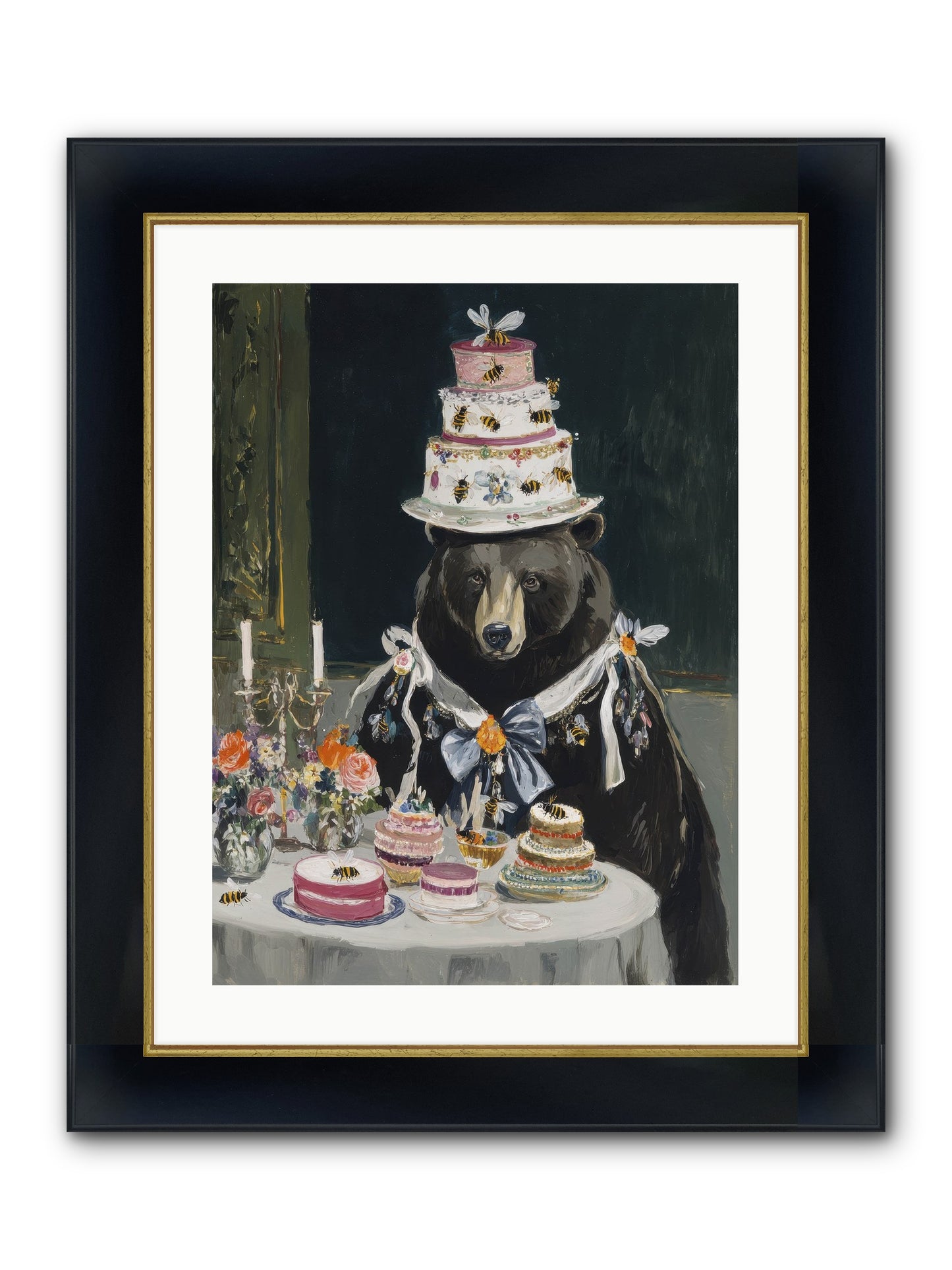 Meringue Wishes No.2 Framed Print - Wide Black w/Gold 18x24
