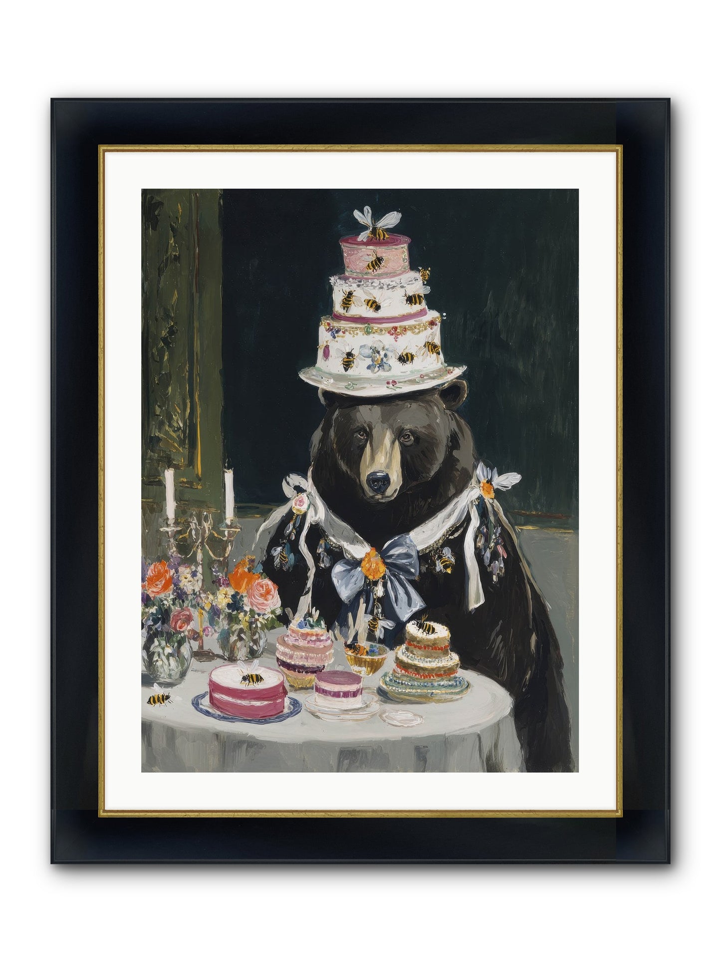 Meringue Wishes No.2 Framed Print - Wide Black w/Gold 24x32