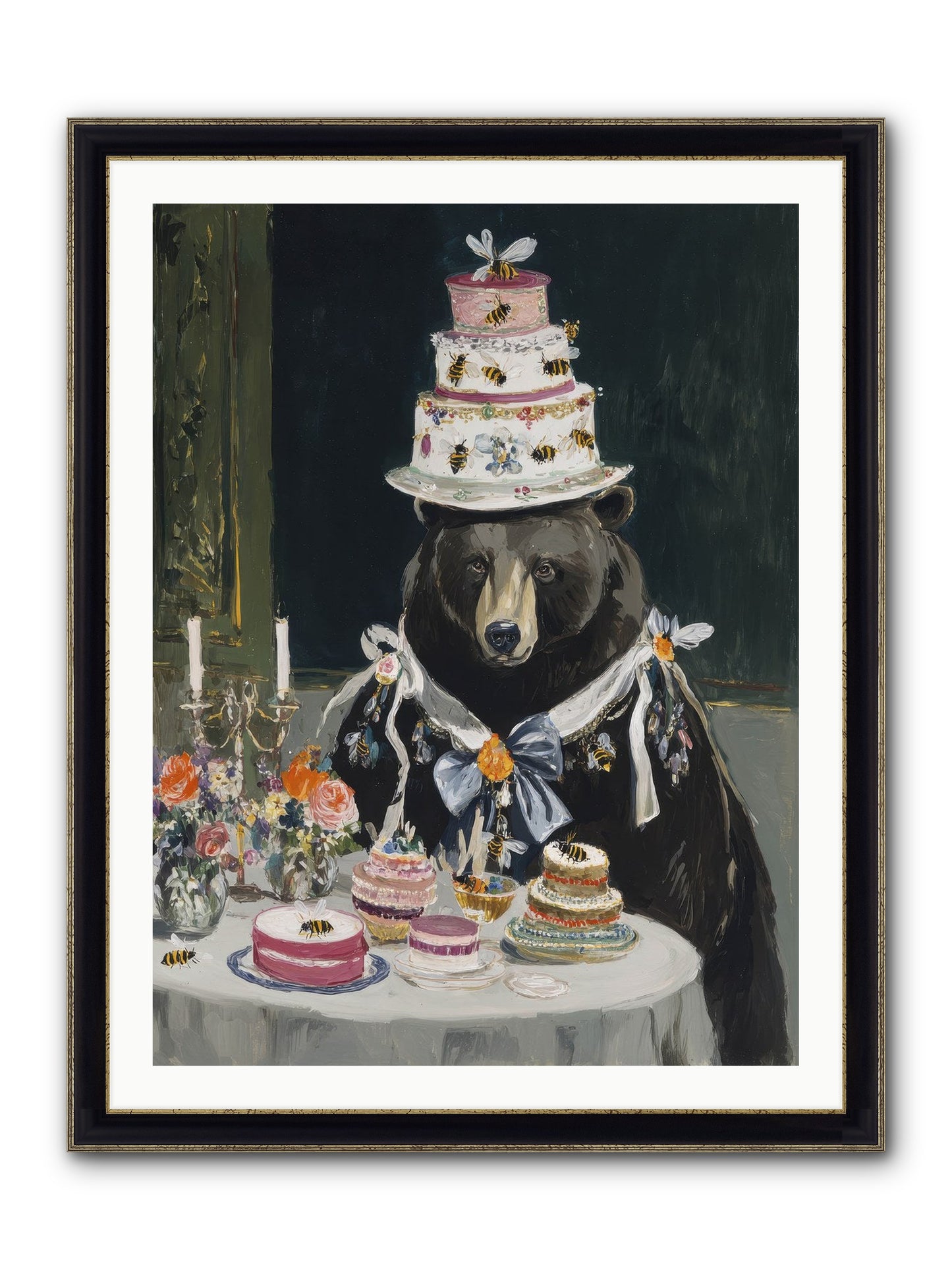 Meringue Wishes No.2 Framed Print - Black & Gold 30x40