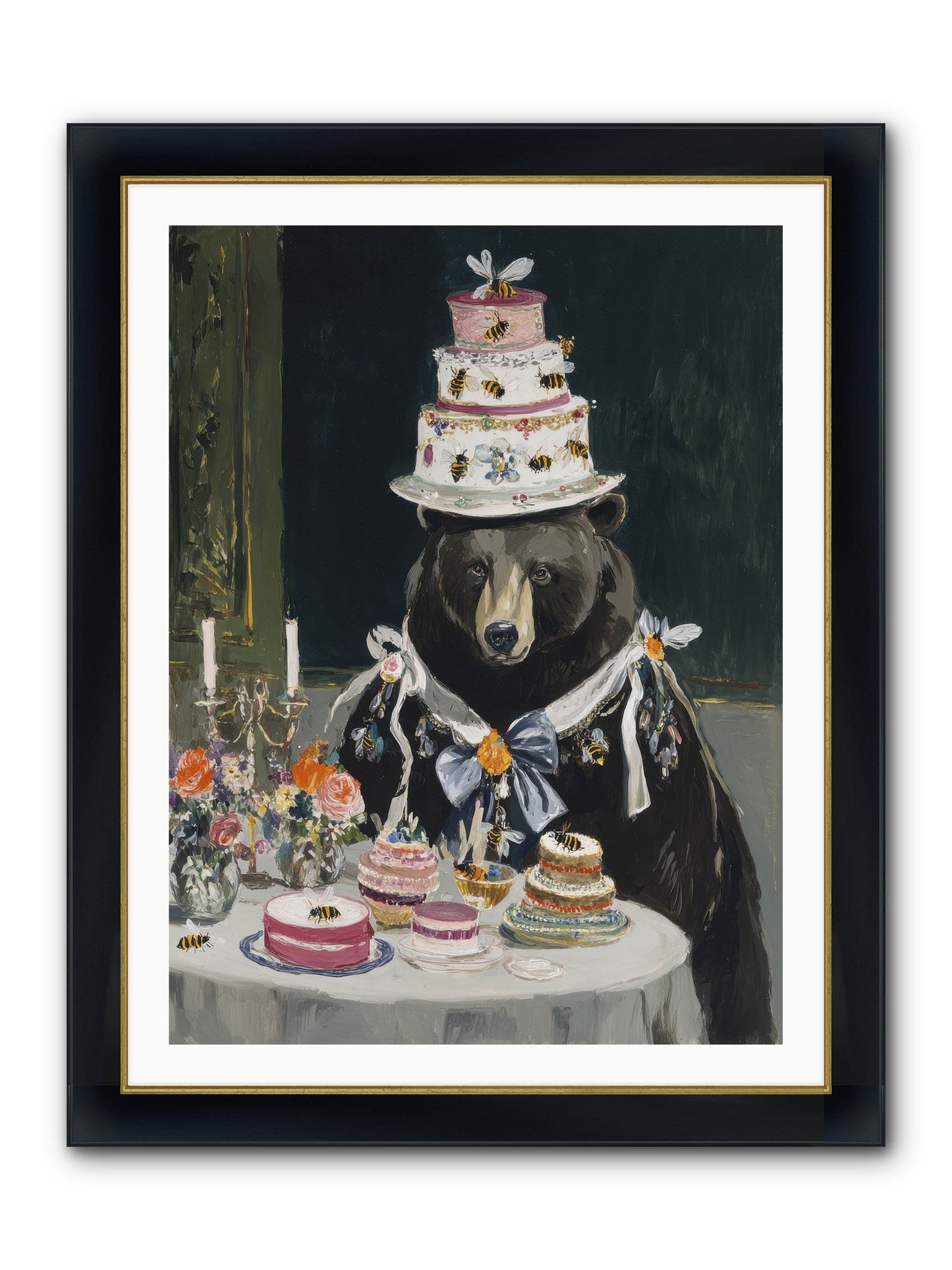 Meringue Wishes No.2 Framed Print - Wide Black w/Gold 30x40