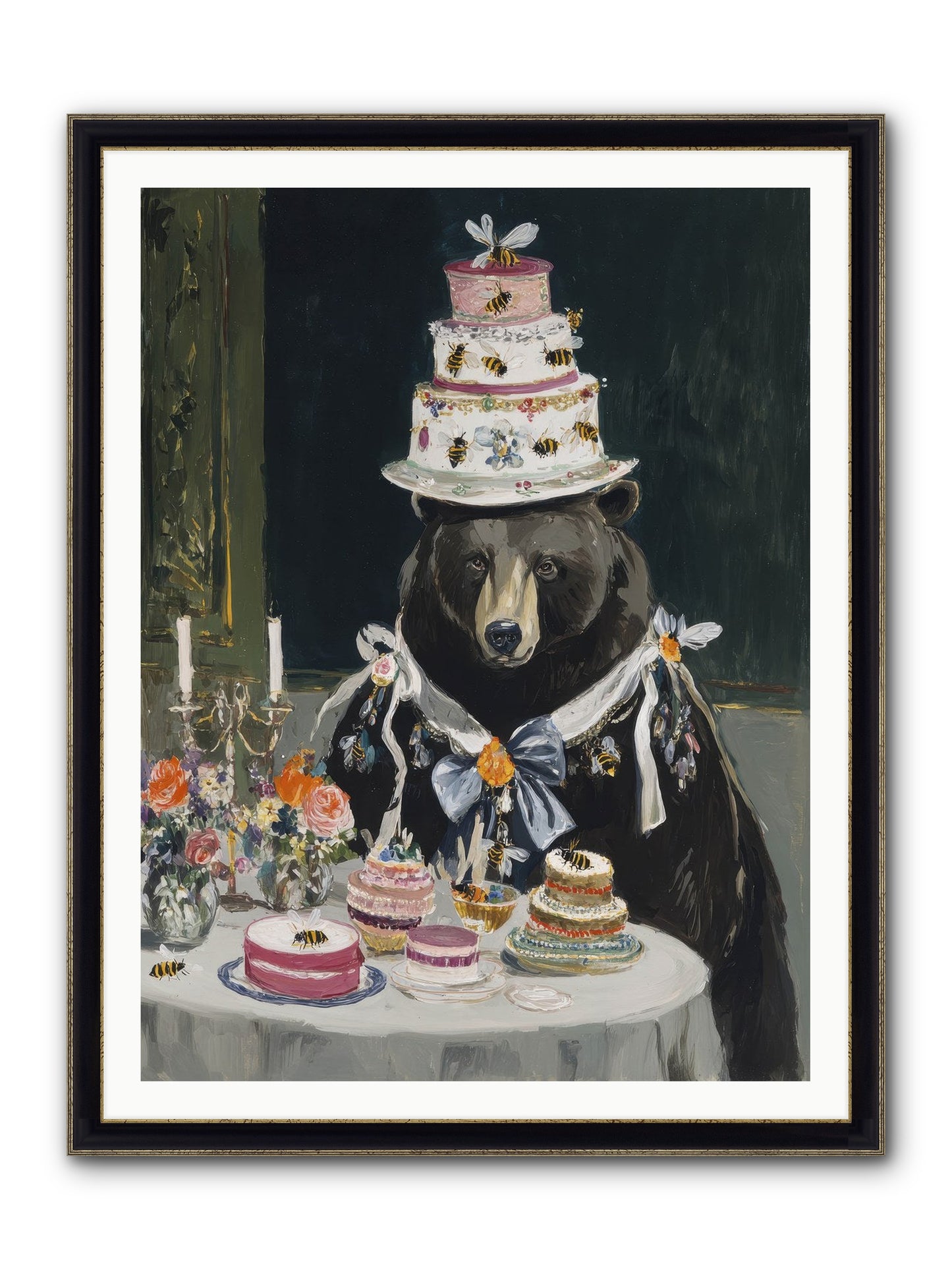 Meringue Wishes No.2 Framed Print - Black & Gold 36x48