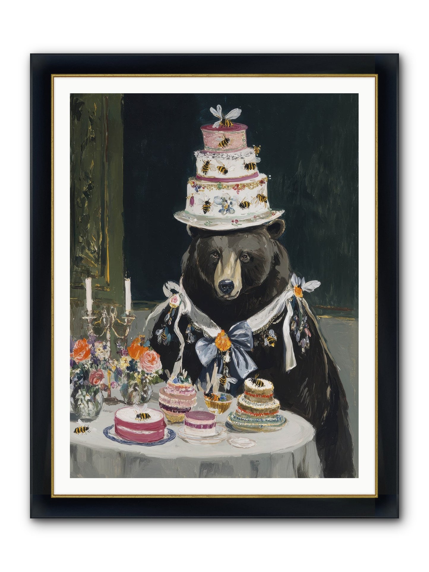 Meringue Wishes No.2 Framed Print - Wide Black w/Gold 36x48
