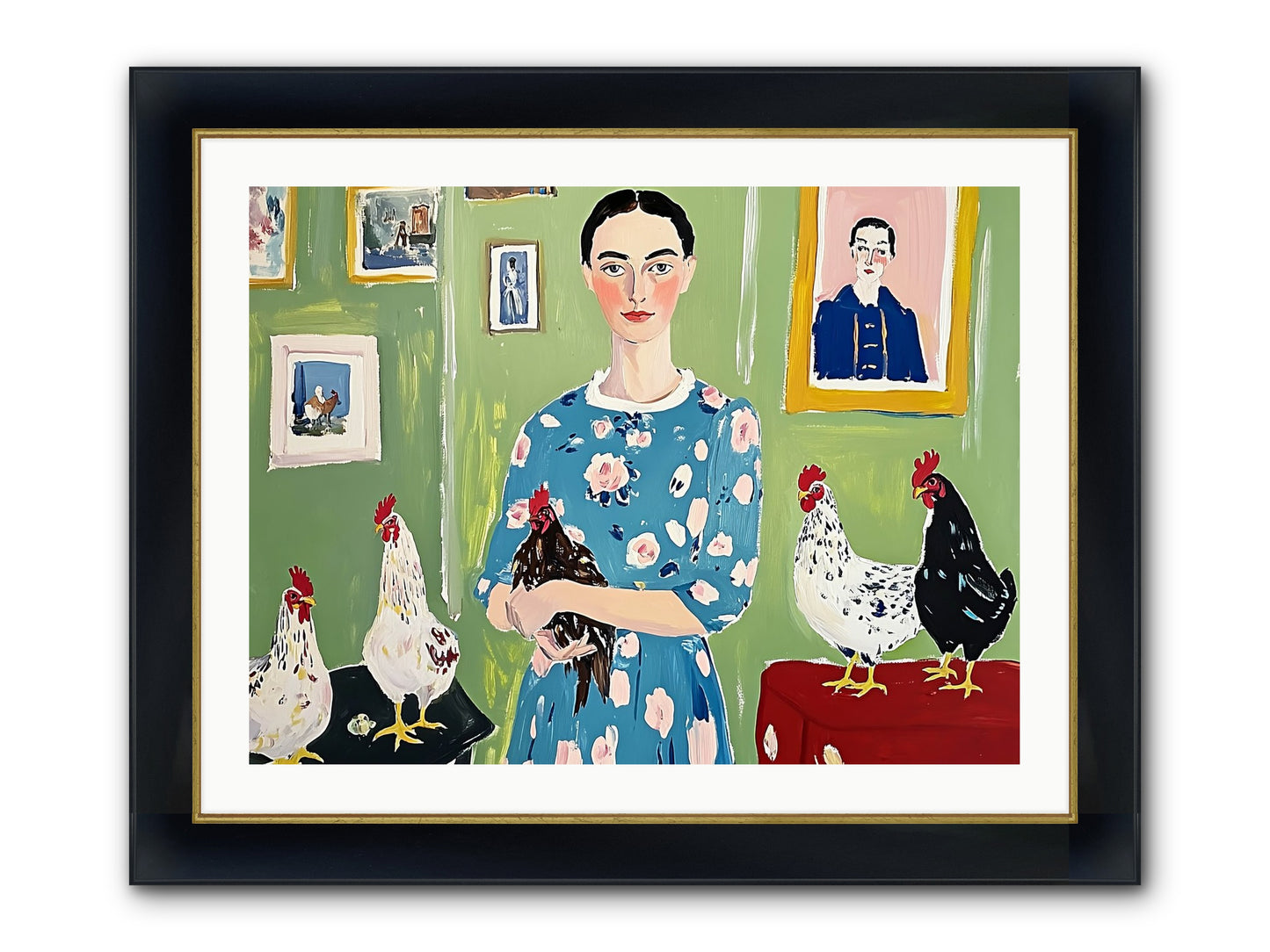 Merry Cricket Framed Print - Wide Black w/Gold 32x24