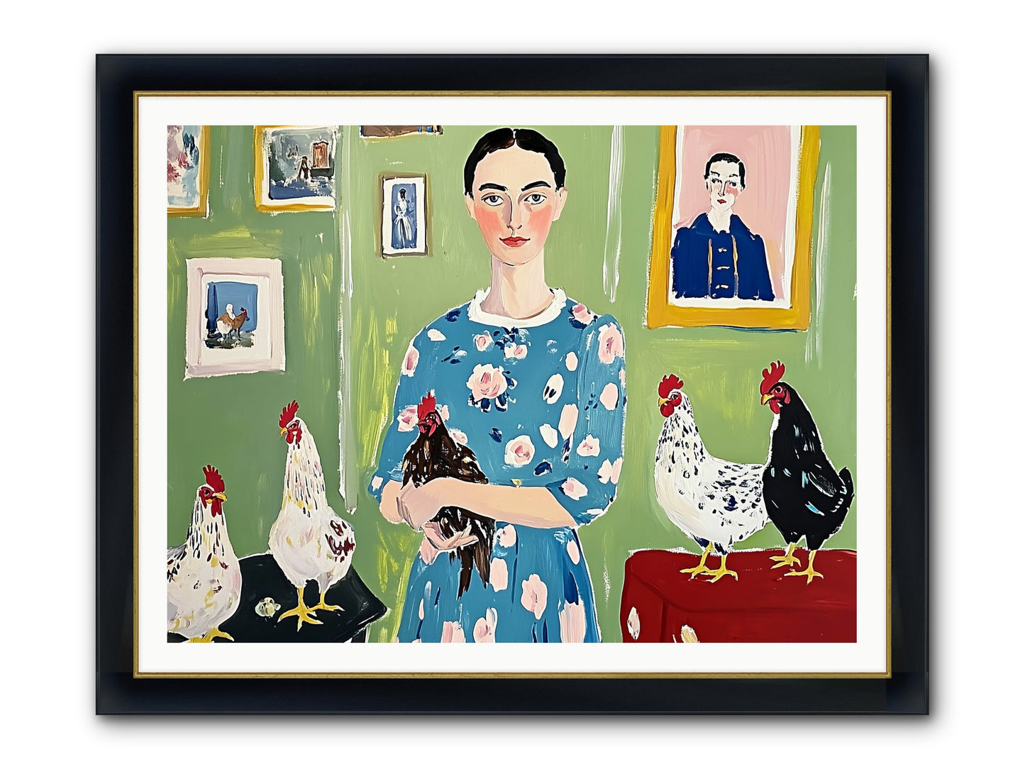 Merry Cricket Framed Print - Wide Black w/Gold 48x36