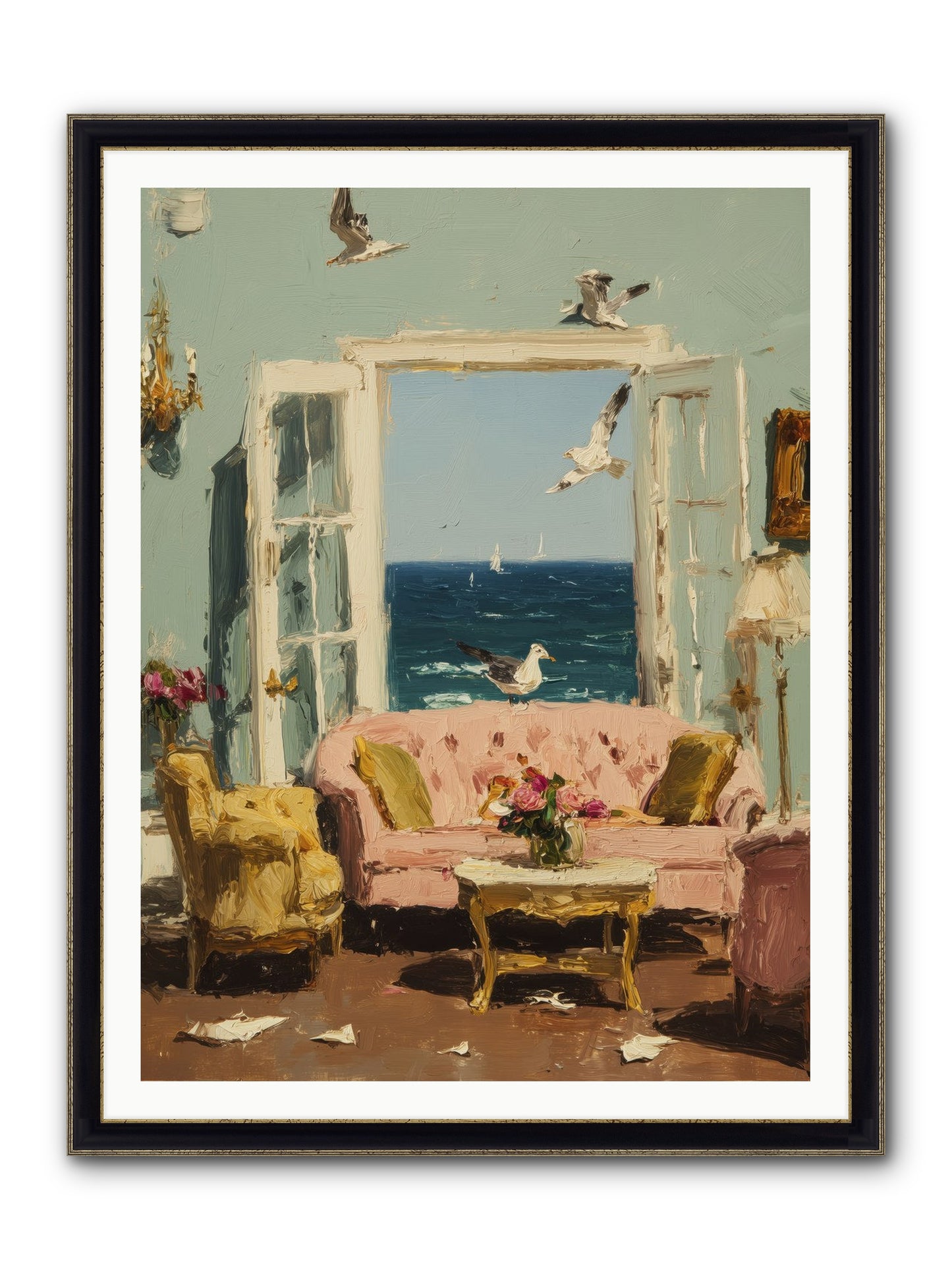 Mesmerized Moments Framed Print - Black & Gold 36x48