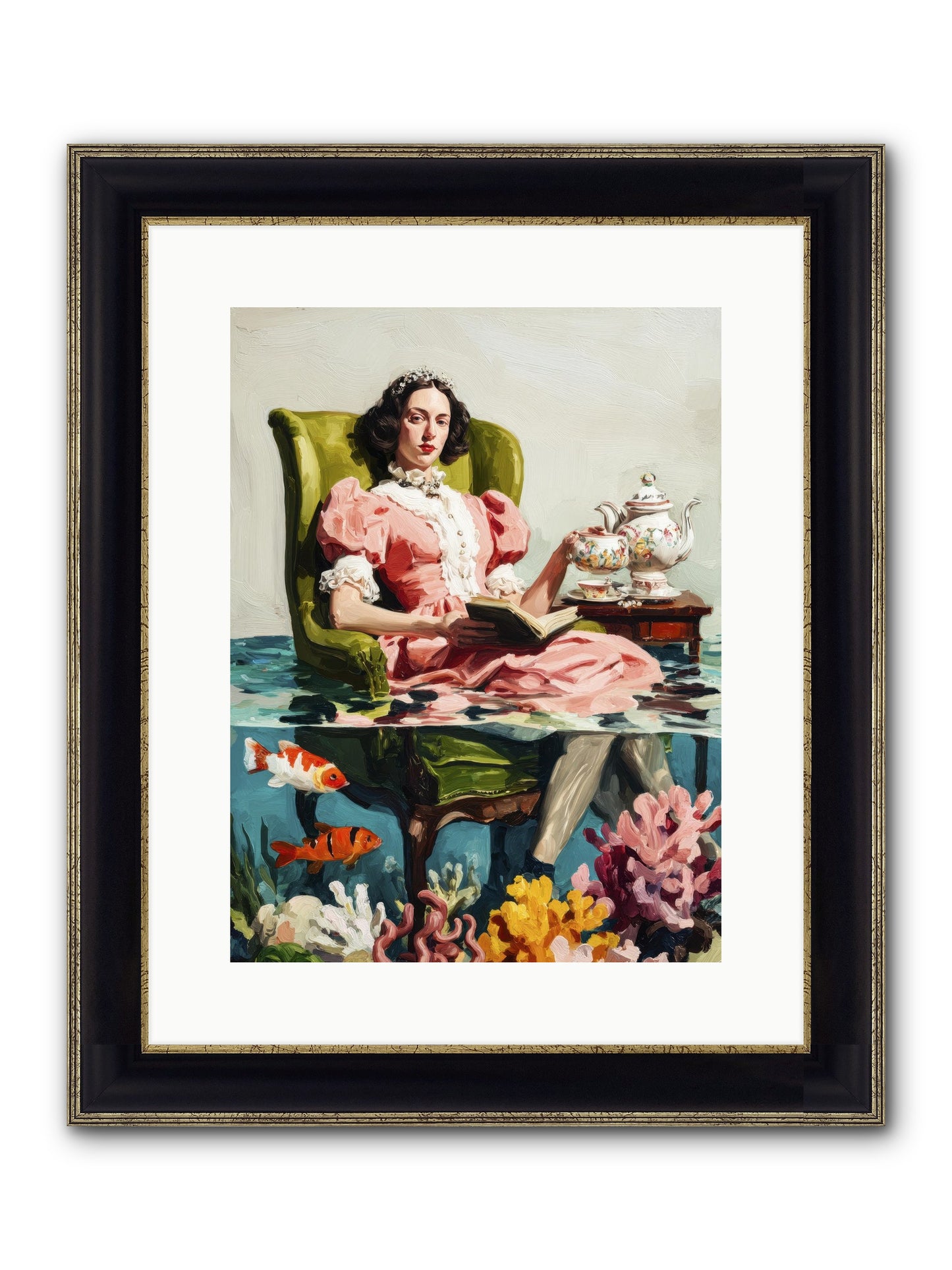 Midnight At Marguerite’s Framed Print - Black & Gold 12x16