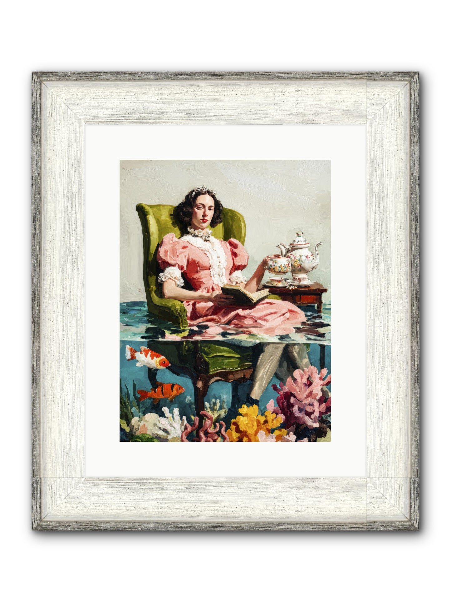 Midnight At Marguerite’s Framed Print - Driftwood White 12x16