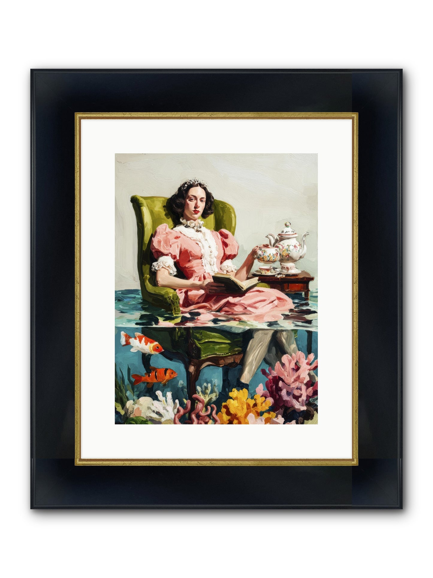 Midnight At Marguerite’s Framed Print - Wide Black w/Gold 12x16